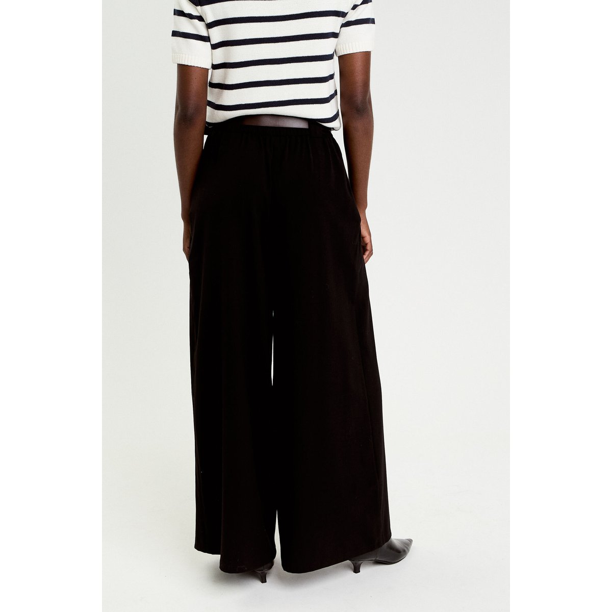 Pantalon large avec ceinture noir, CACHE CACHE