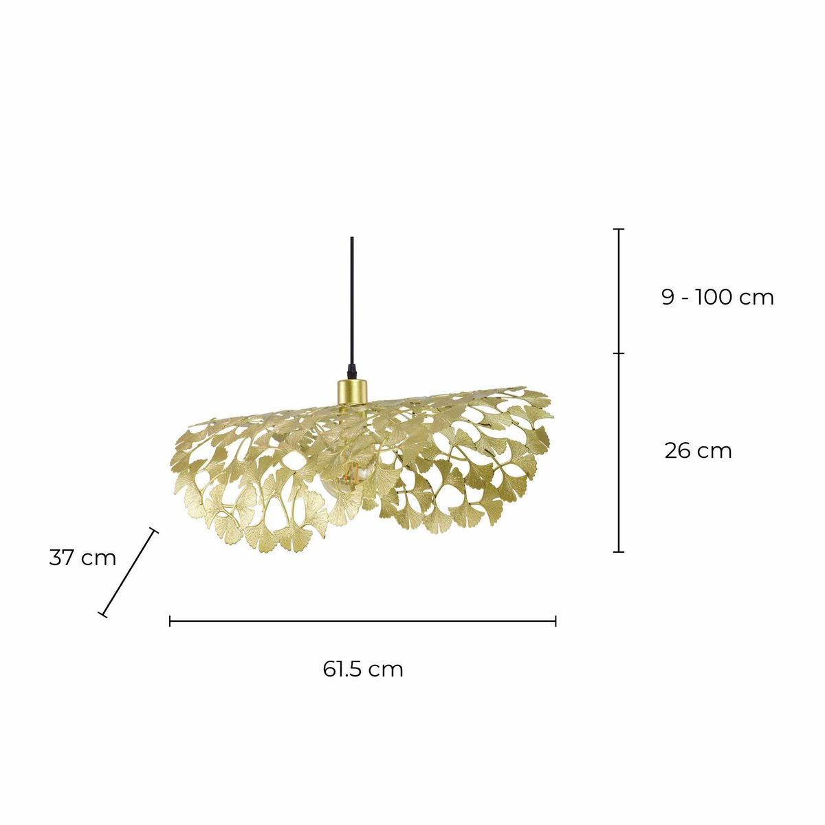 Suspension en métal feuilles de ginko biloba, MORPHOSE doré, C-CREATION