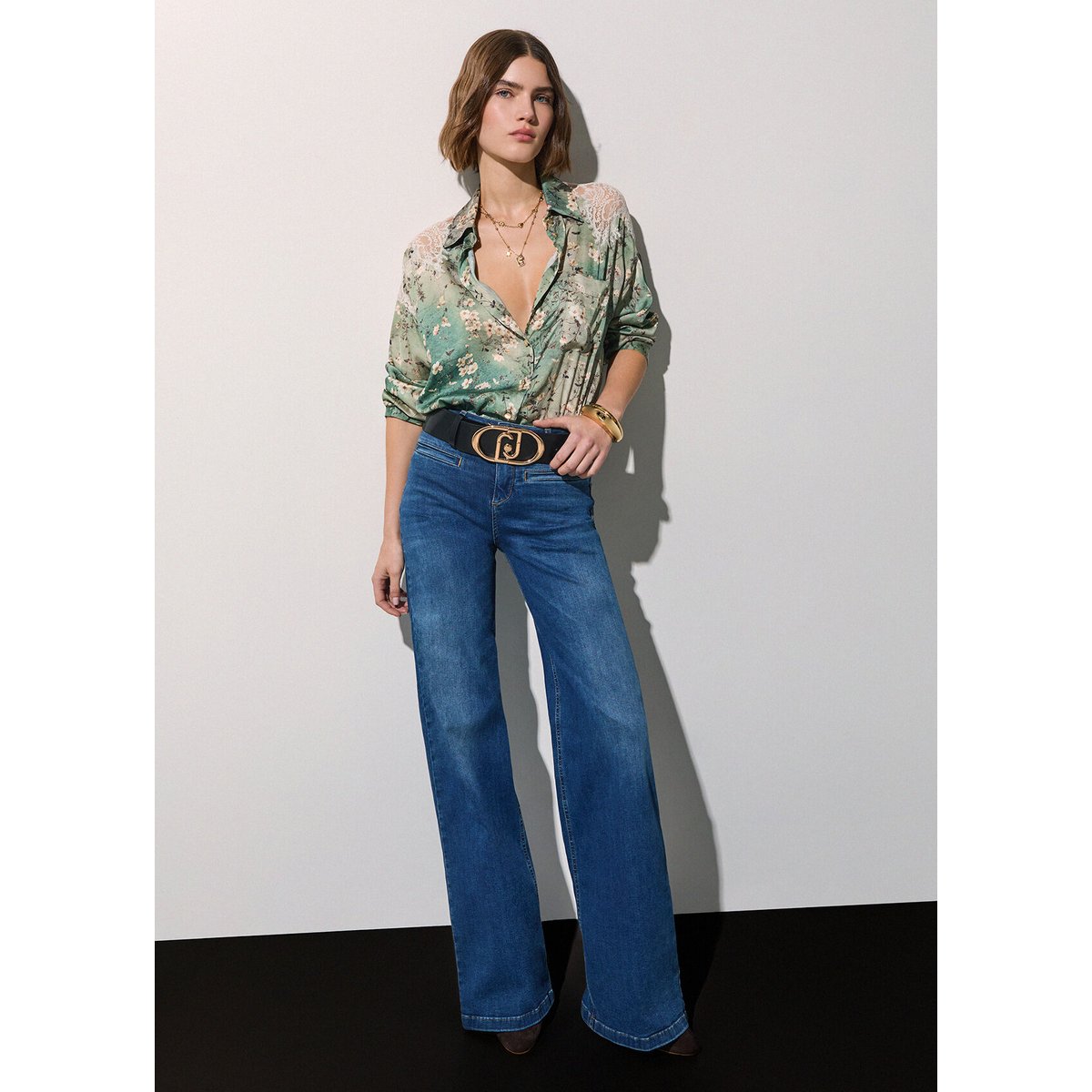 Jean flare délavé denim bleu foncé, LIU JO