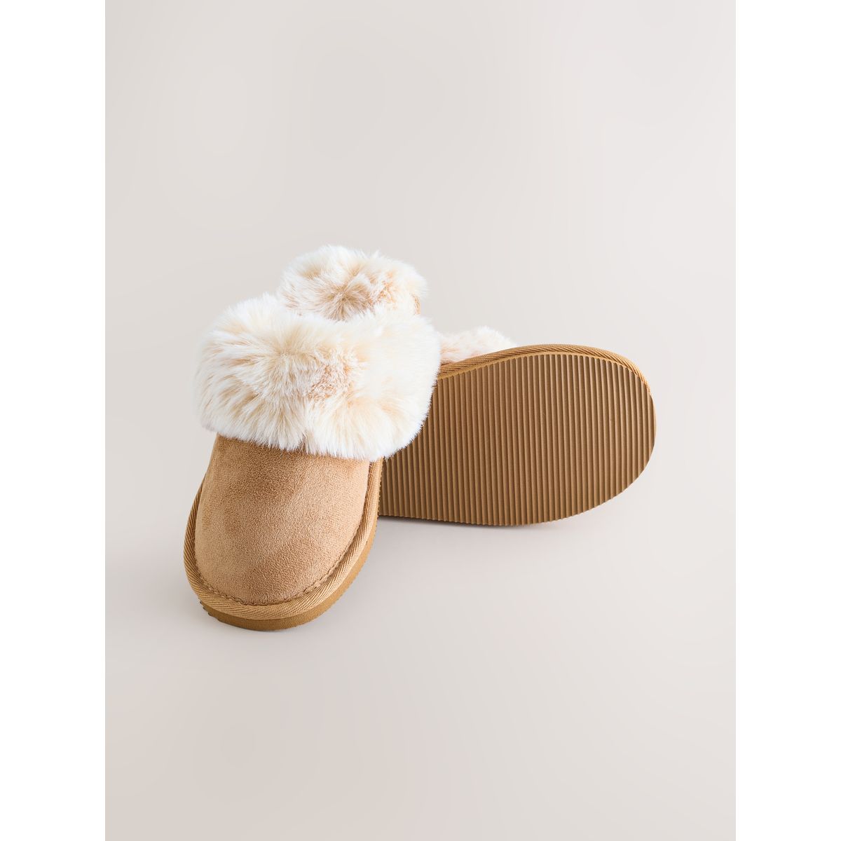 Chaussons mules doublés marron fauve, NEXT