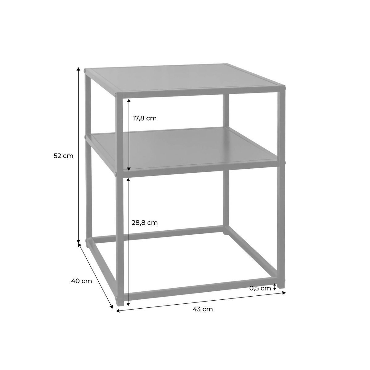 Table de chevet métal 1 étagère (lot de 2) INDUSTRIELLE noir, SWEEEK
