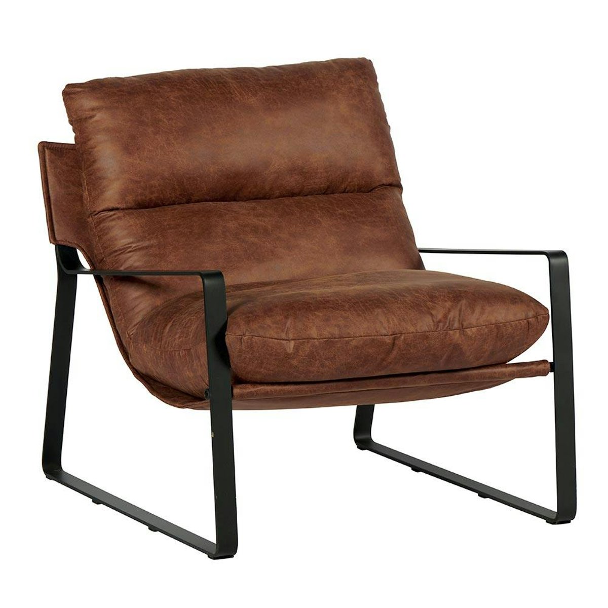 Fauteuil design tissu havane et métal EPIKA marron, PIER IMPORT