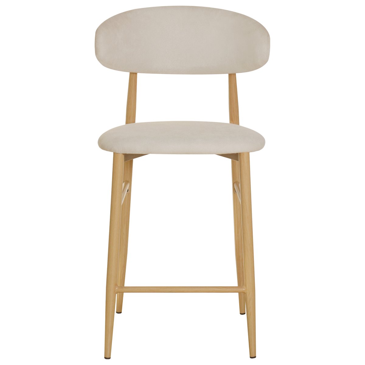 Tabourets de bar en tissu, lot de 2, Simon, SIMON beige, bois clair, HAPPY GARDEN