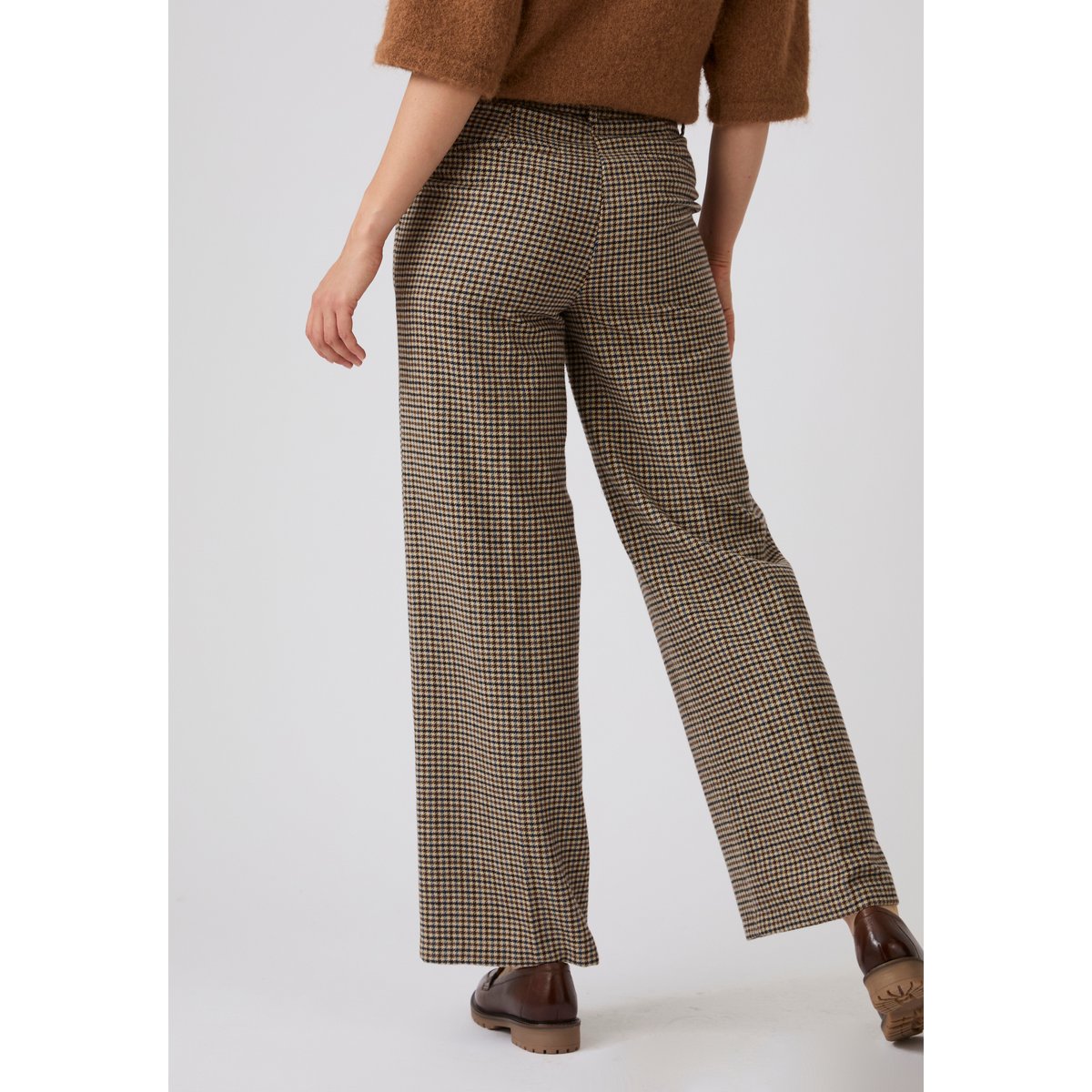 Pantalon large motif pied-de-poule marron pied-de-poule beige, DAMART