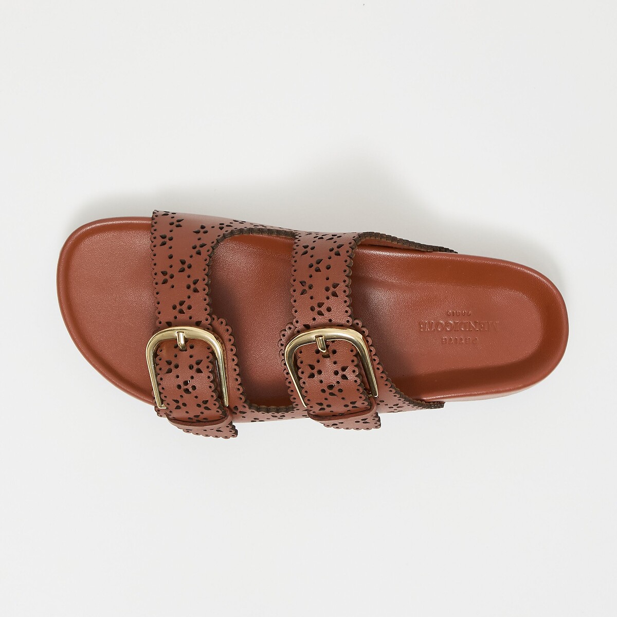 Capucine Leather Flat Sandals with Straps cognac, PETITE MENDIGOTE