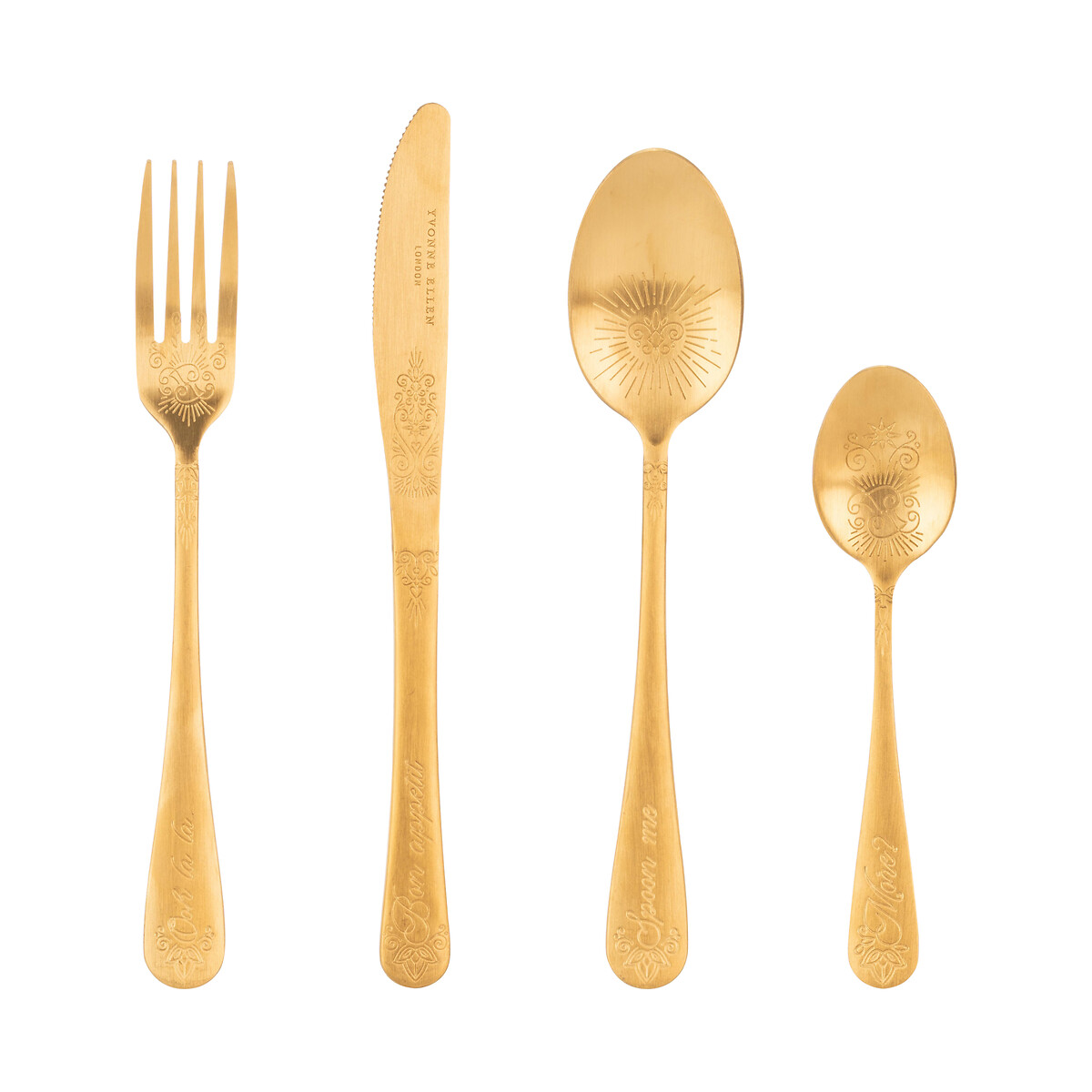 16-Piece Slogan Cutlery Set in Gold gold-coloured, YVONNE ELLEN