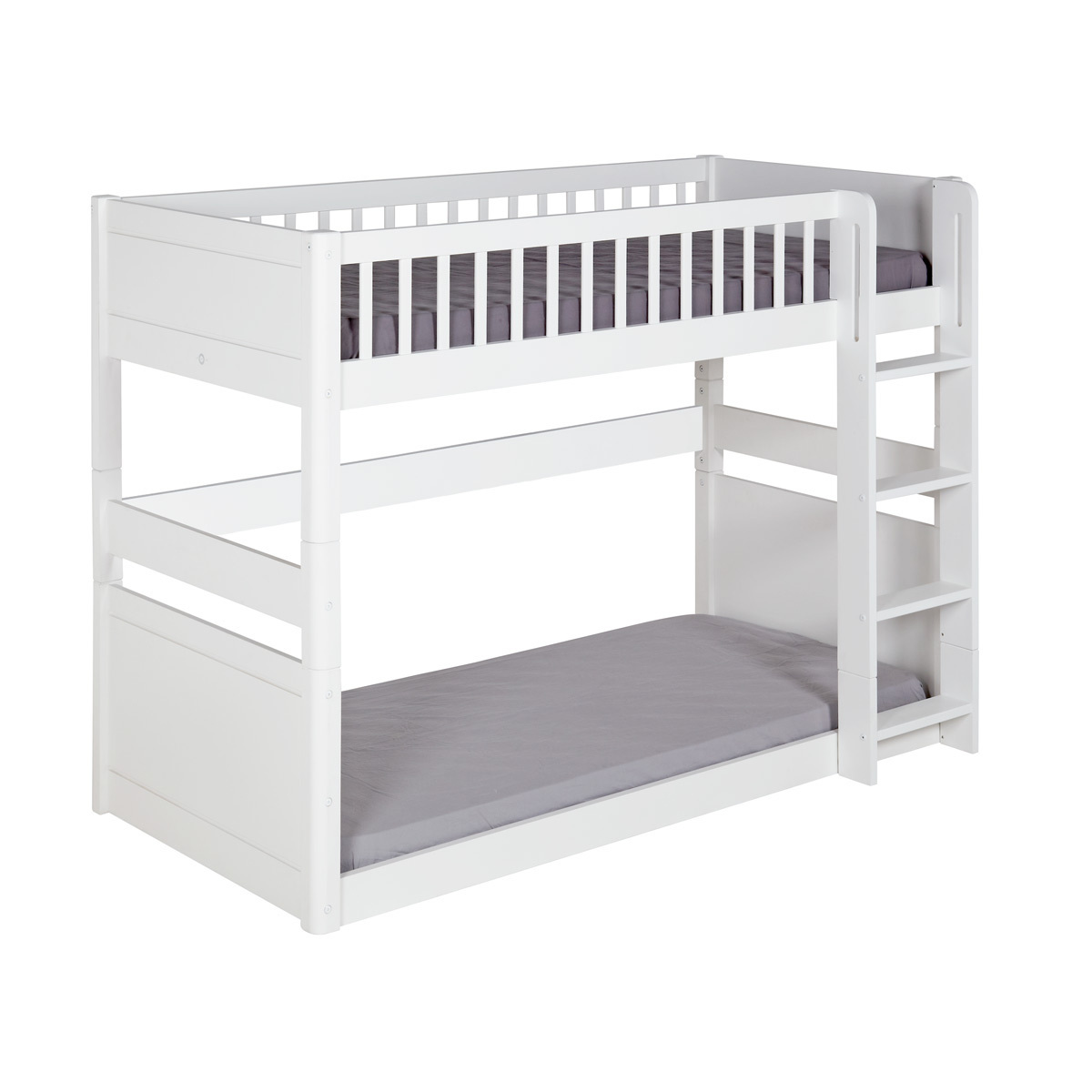 Pack lit superposé avec 2 matelas Bois massif VICTORIA blanc, AKITEN RETAIL