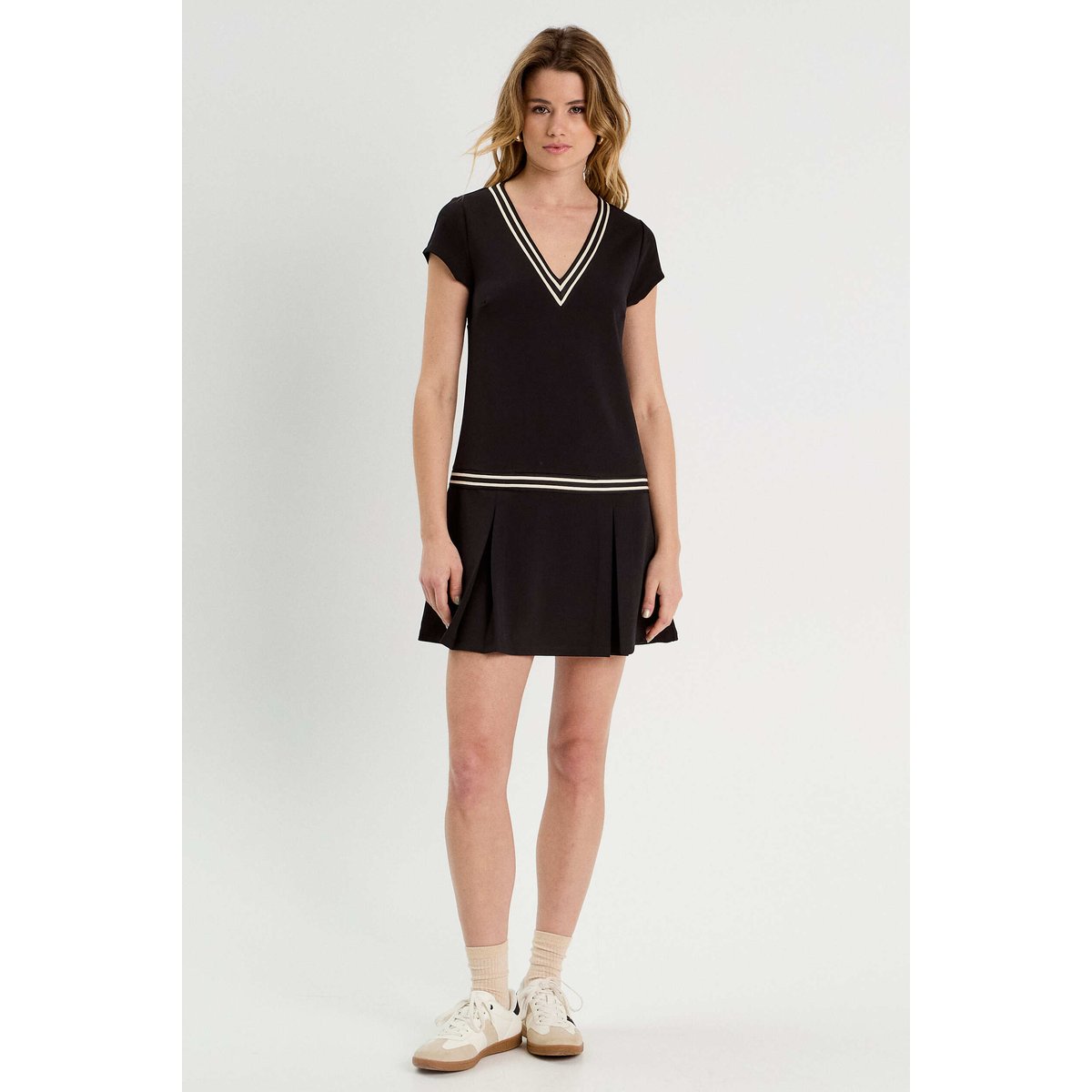 Robe évasée avec bandes noir, CACHE CACHE