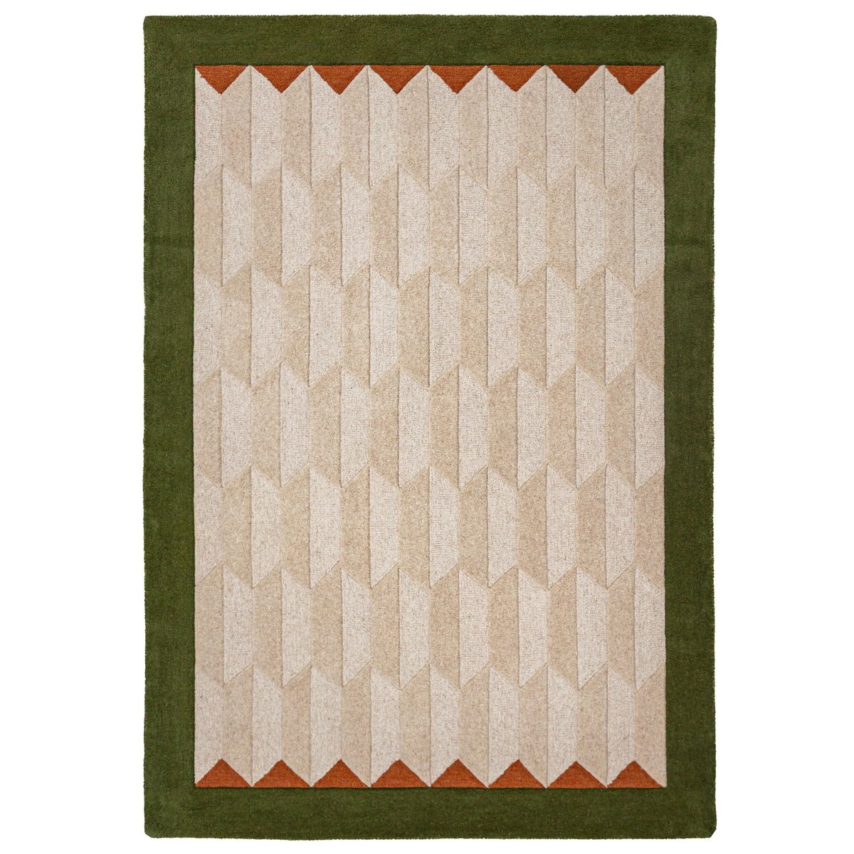 Tapis en laine à bordure APEX vert, FLAIR RUGS