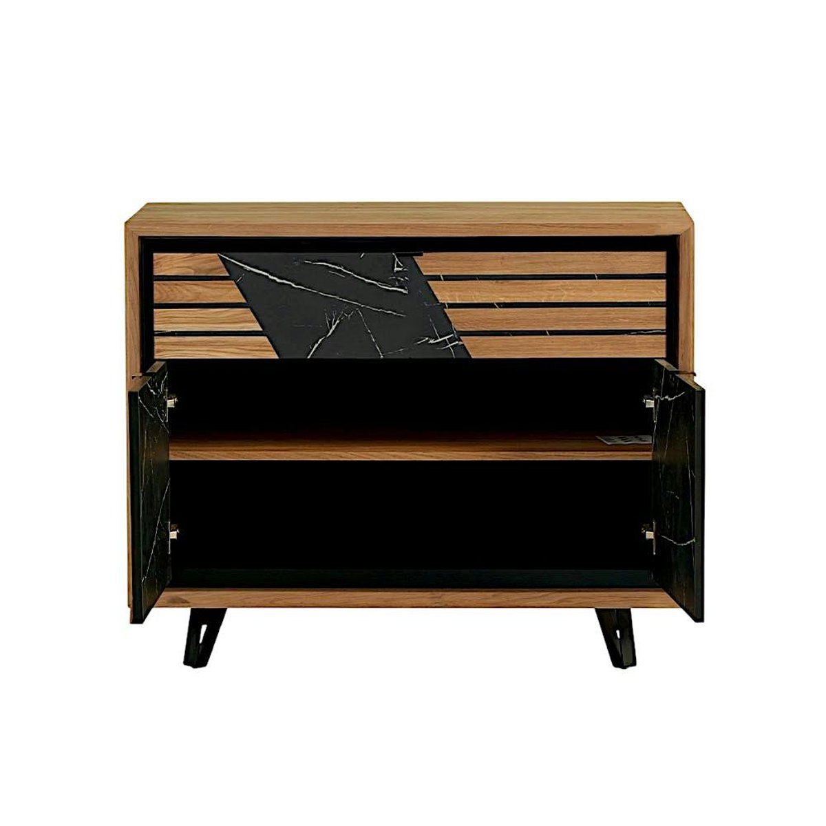 Petit buffet design en bois de chêne finition miel ESSEN chêne miel, PIER IMPORT