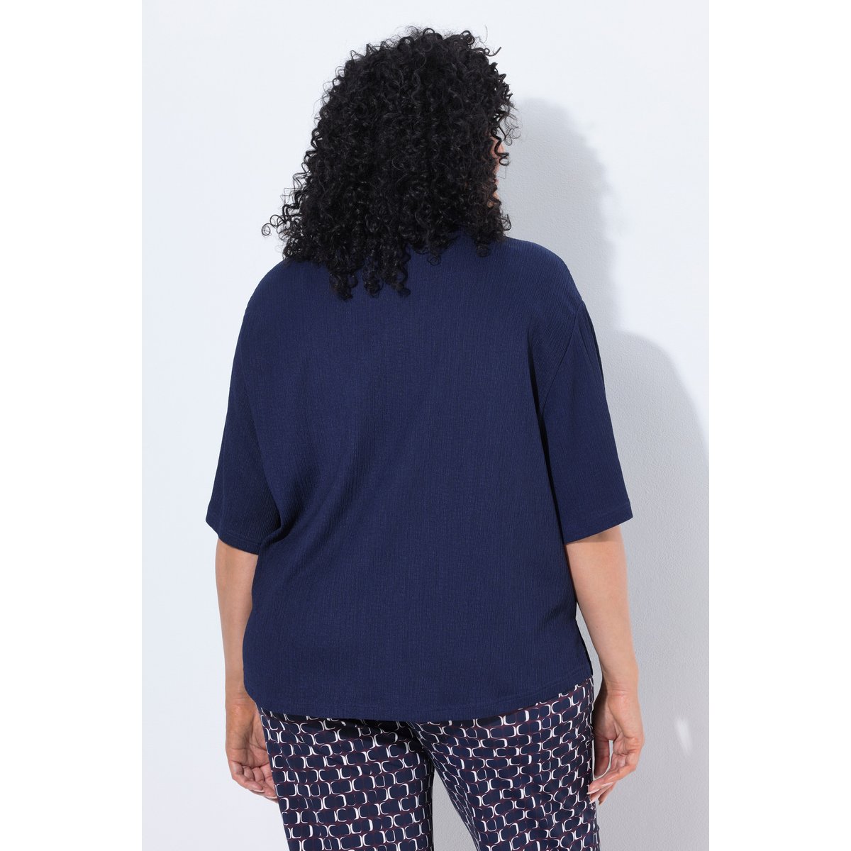 Chemisier à manches courtes et col chemise marine, ULLA POPKEN
