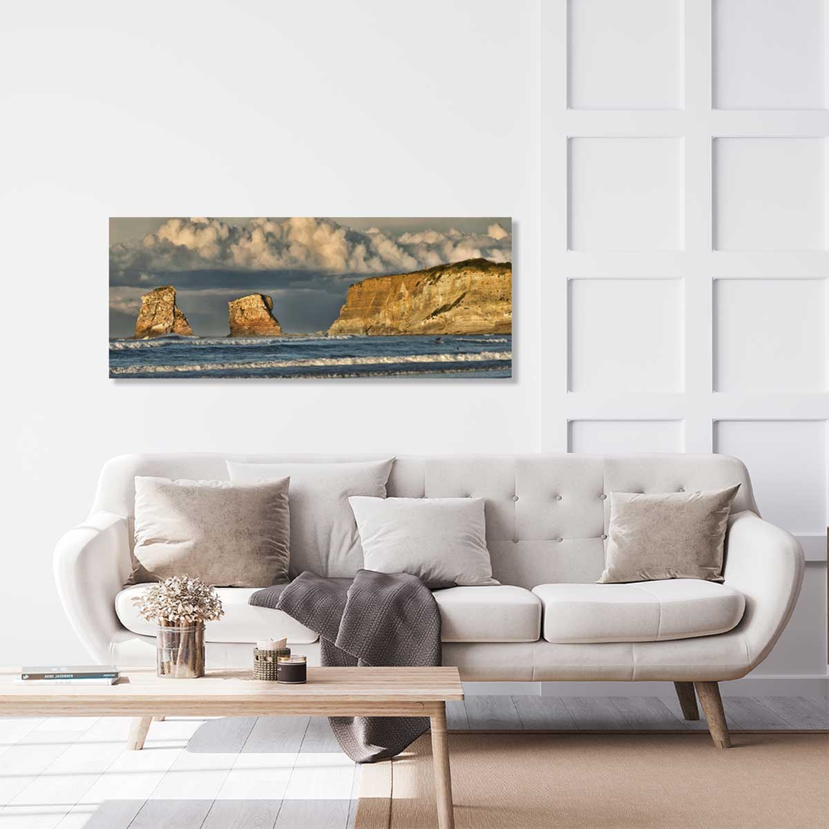 Tableau plage d'hendaye et les rochers des 2 jumeaux tableau alu dibond, HEXOA