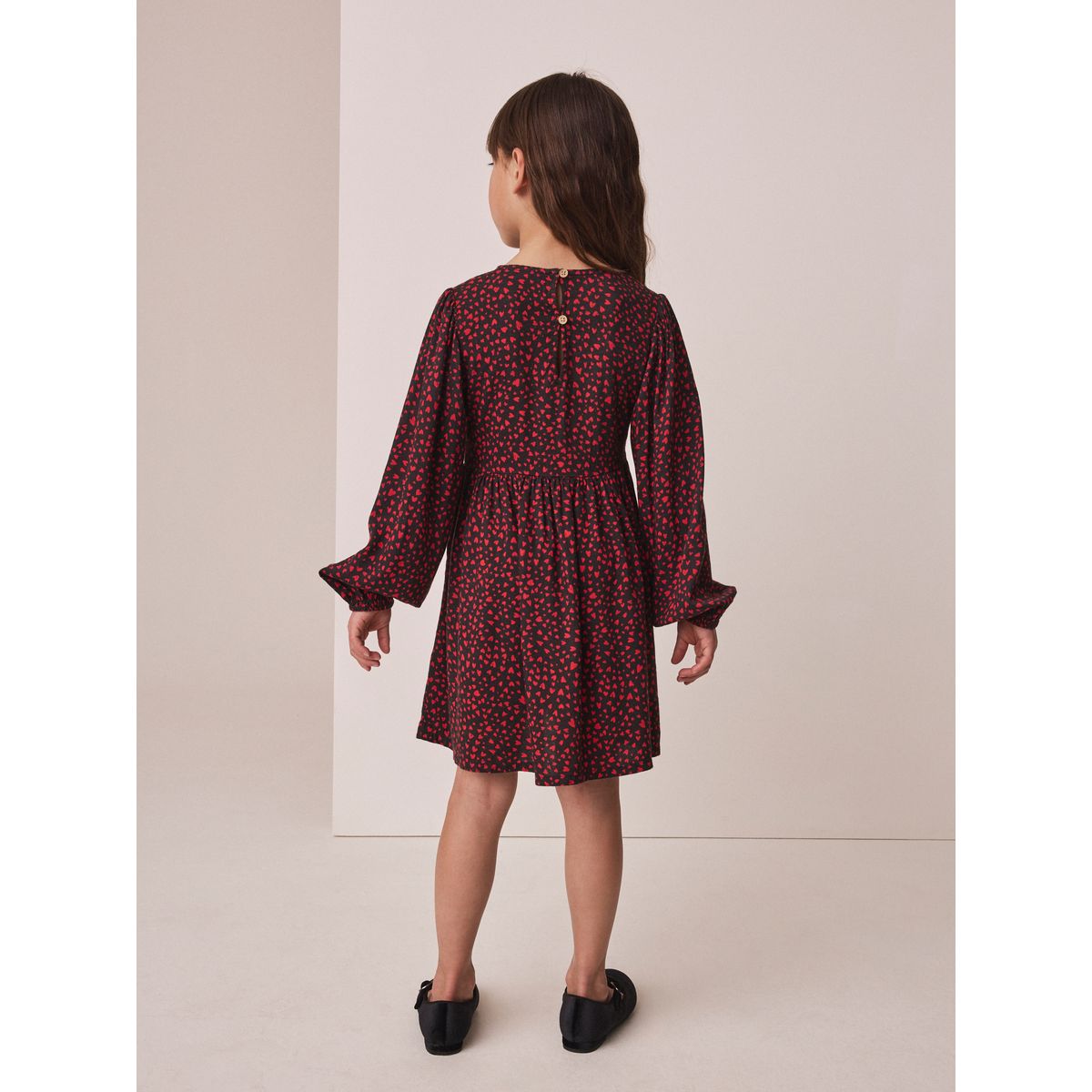 Robe à manches longues et nœud cœur rouge et noir, NEXT