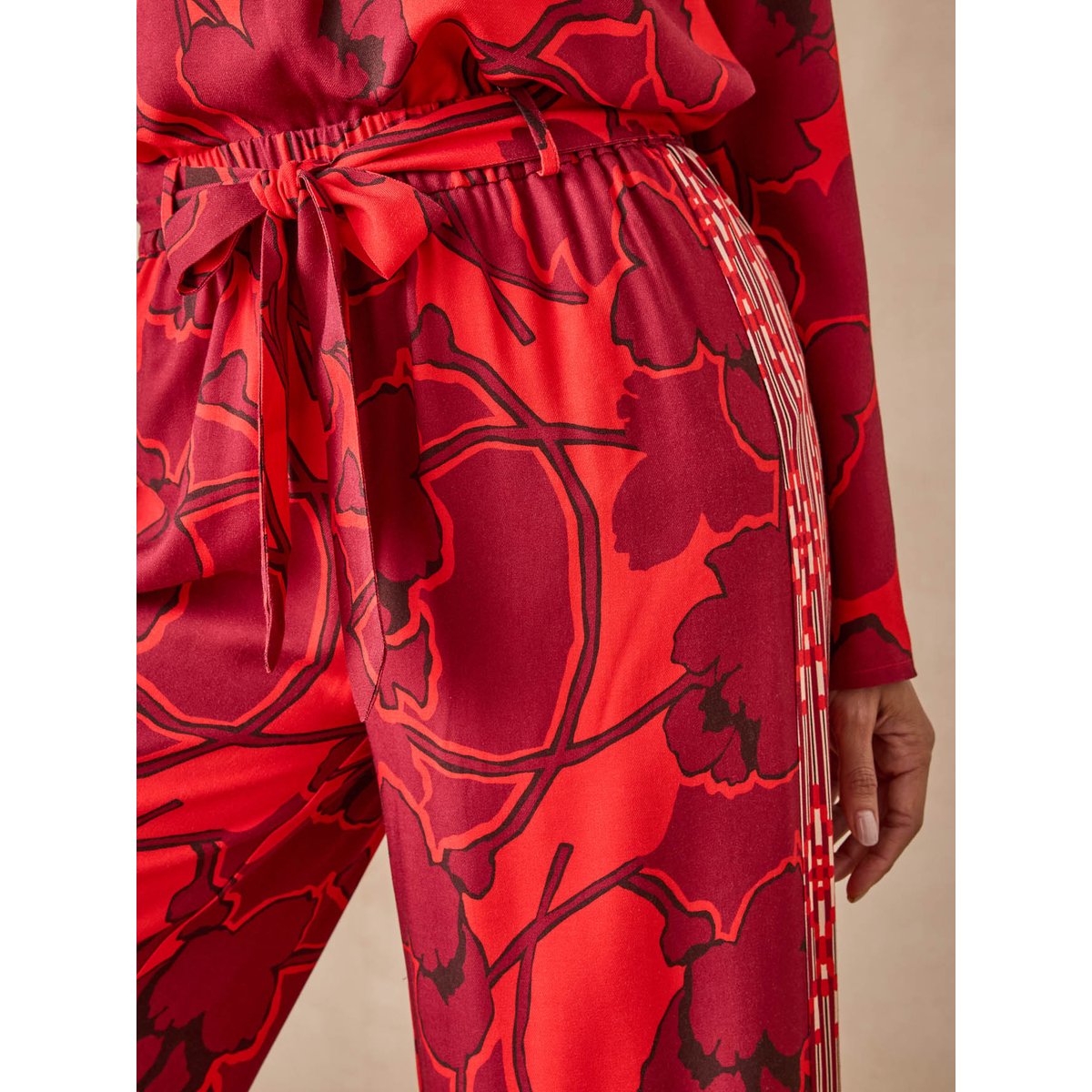 Pantalon fluide coupe large imprimé rouge, DAXON