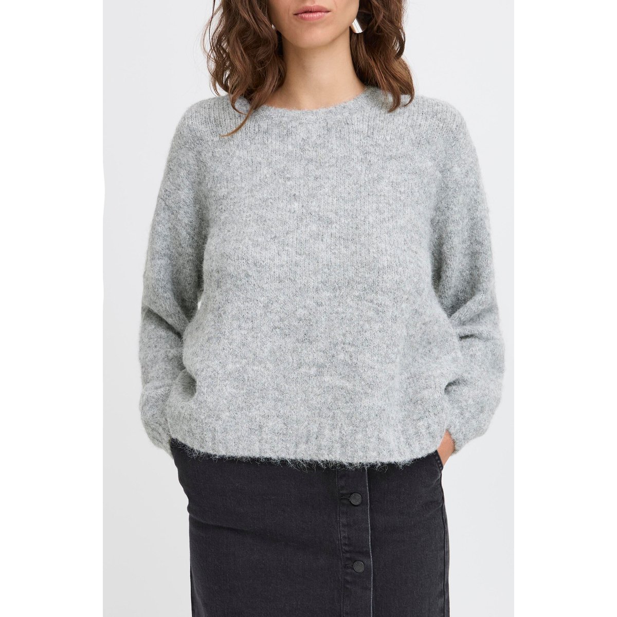 Knitted pullover gris mid grey melange, B.YOUNG