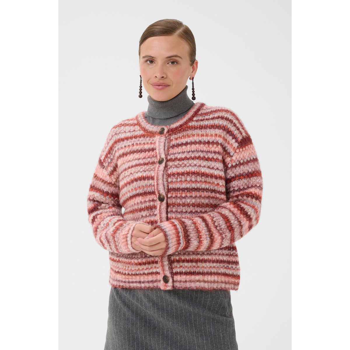 Cardigan à tricot rouge red melange multi, CULTURE