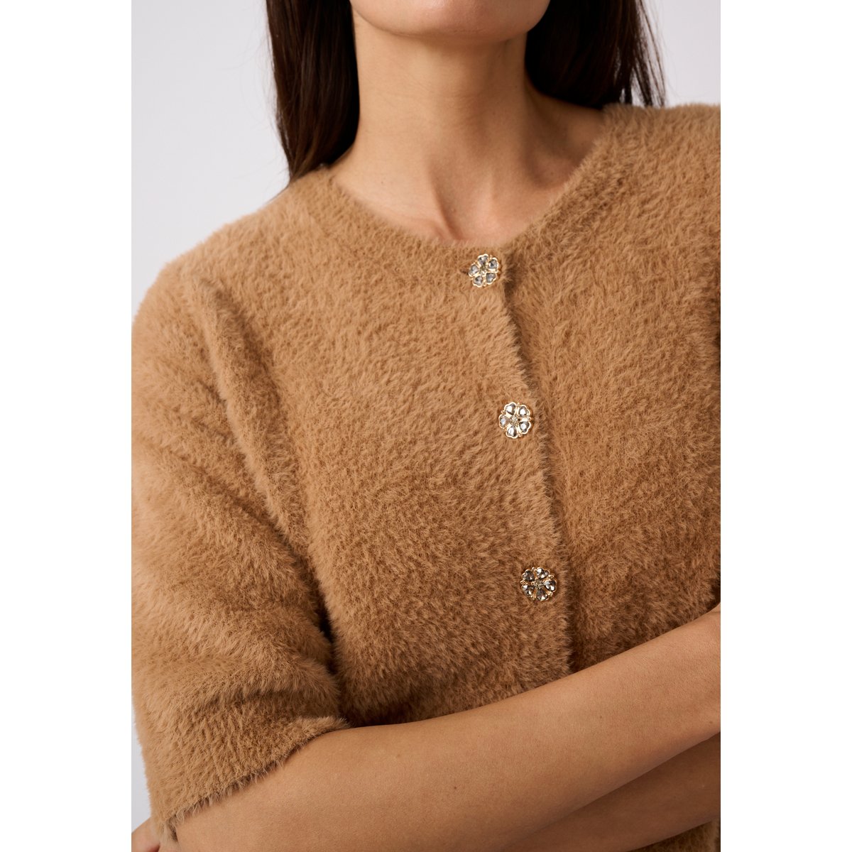 Cardigan maille poilue marron ambre, DAMART