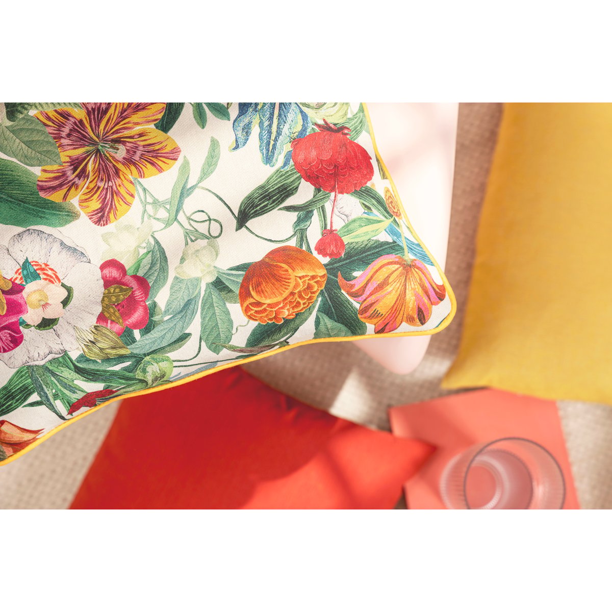 Housse de coussin impression digitale avec passepoil THELMA multicolore, MAGMA HEIMTEX