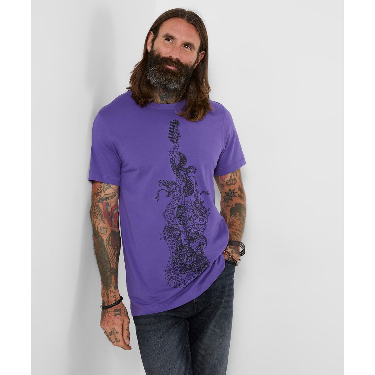 T-Shirt Serpents et Musique violet, JOE BROWNS