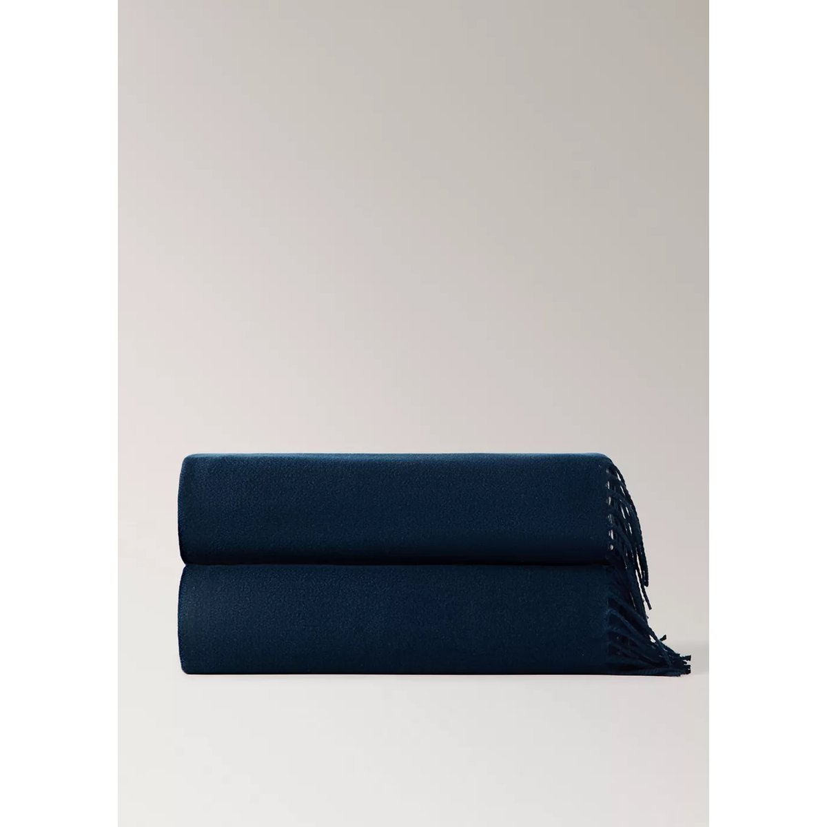 Couverture douce détail franges bleu, MANGO HOME