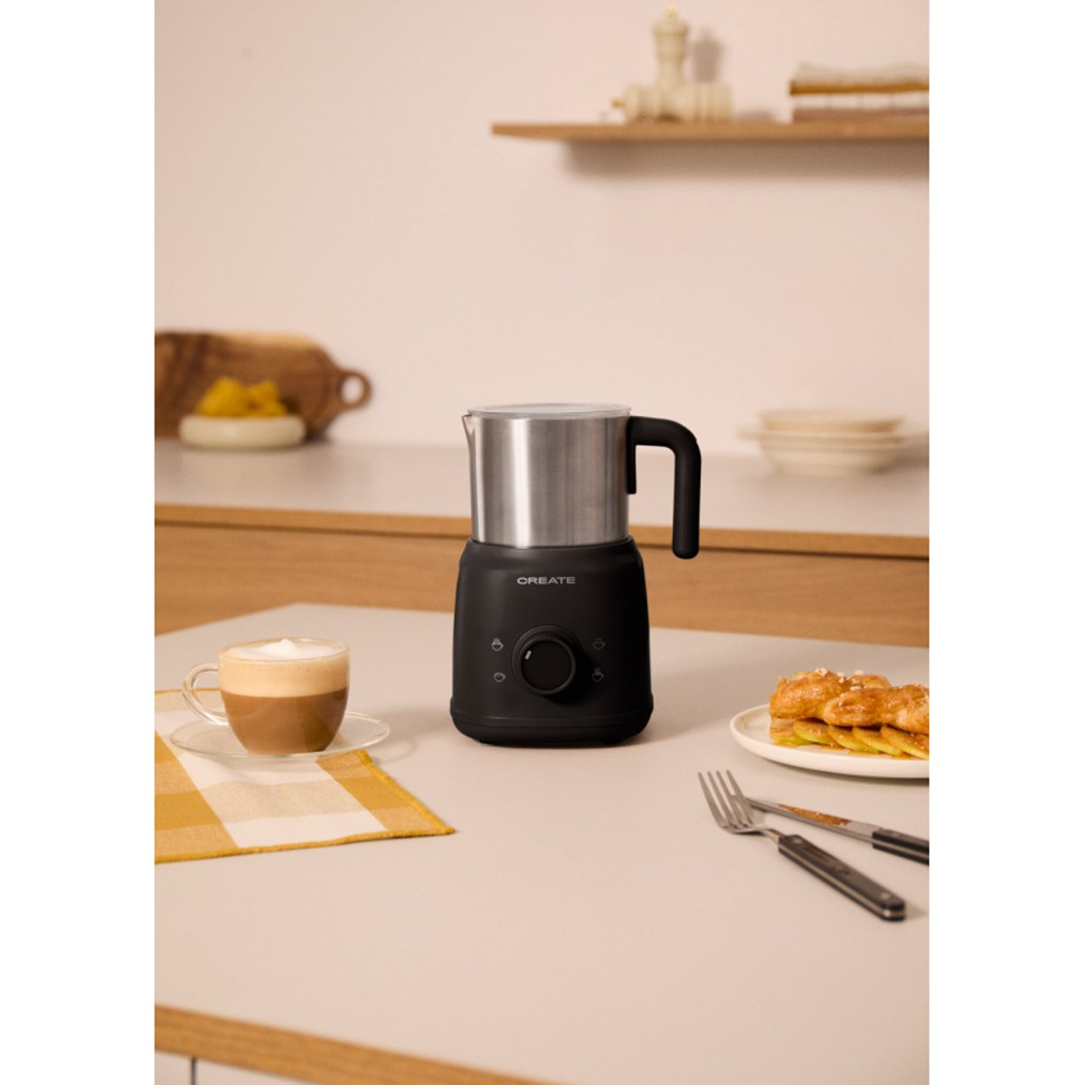 Mousseur et chauffe-lait MILK FROTHER RETRO noir, CREATE