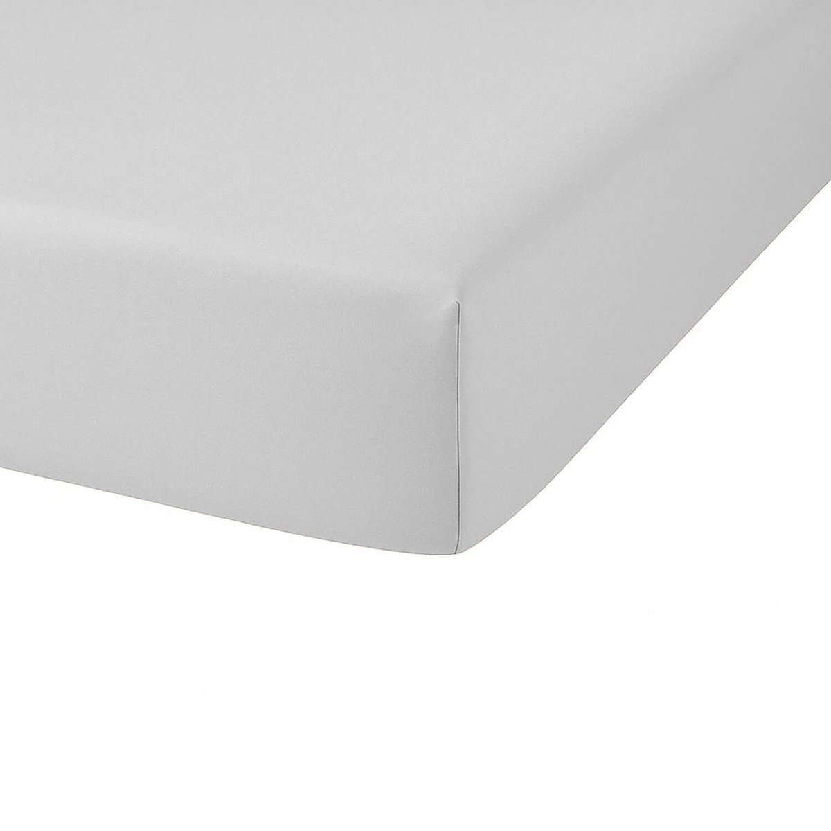Drap housse percale de coton 2 personnes uni PREMIUM gris clair, TODAY