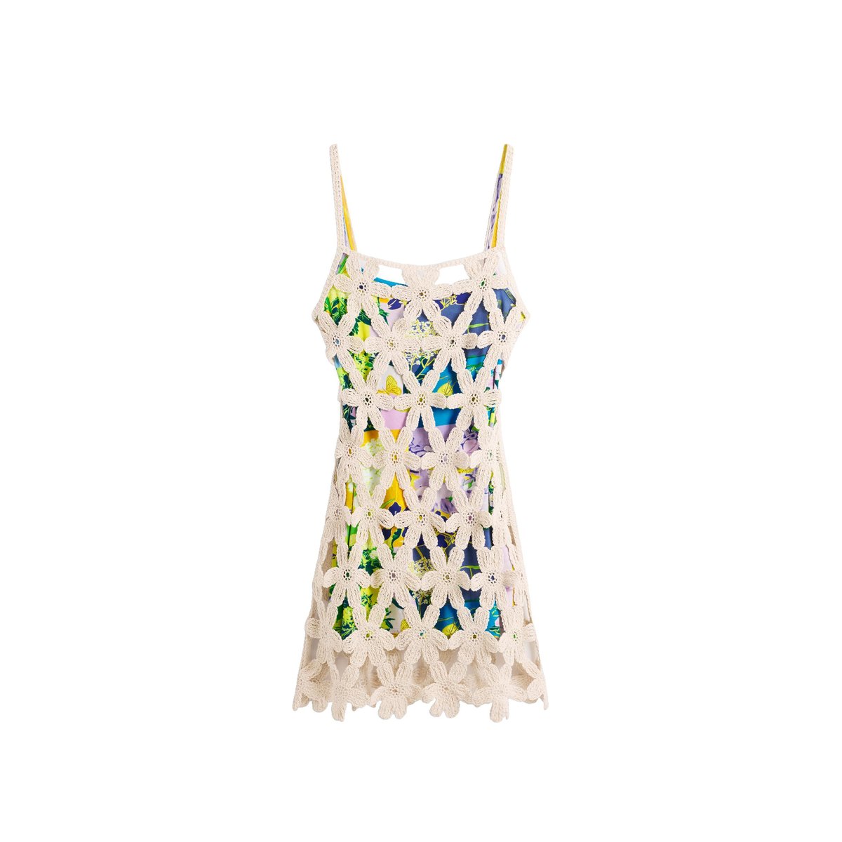Robe crochet blanche beige, DESIGUAL