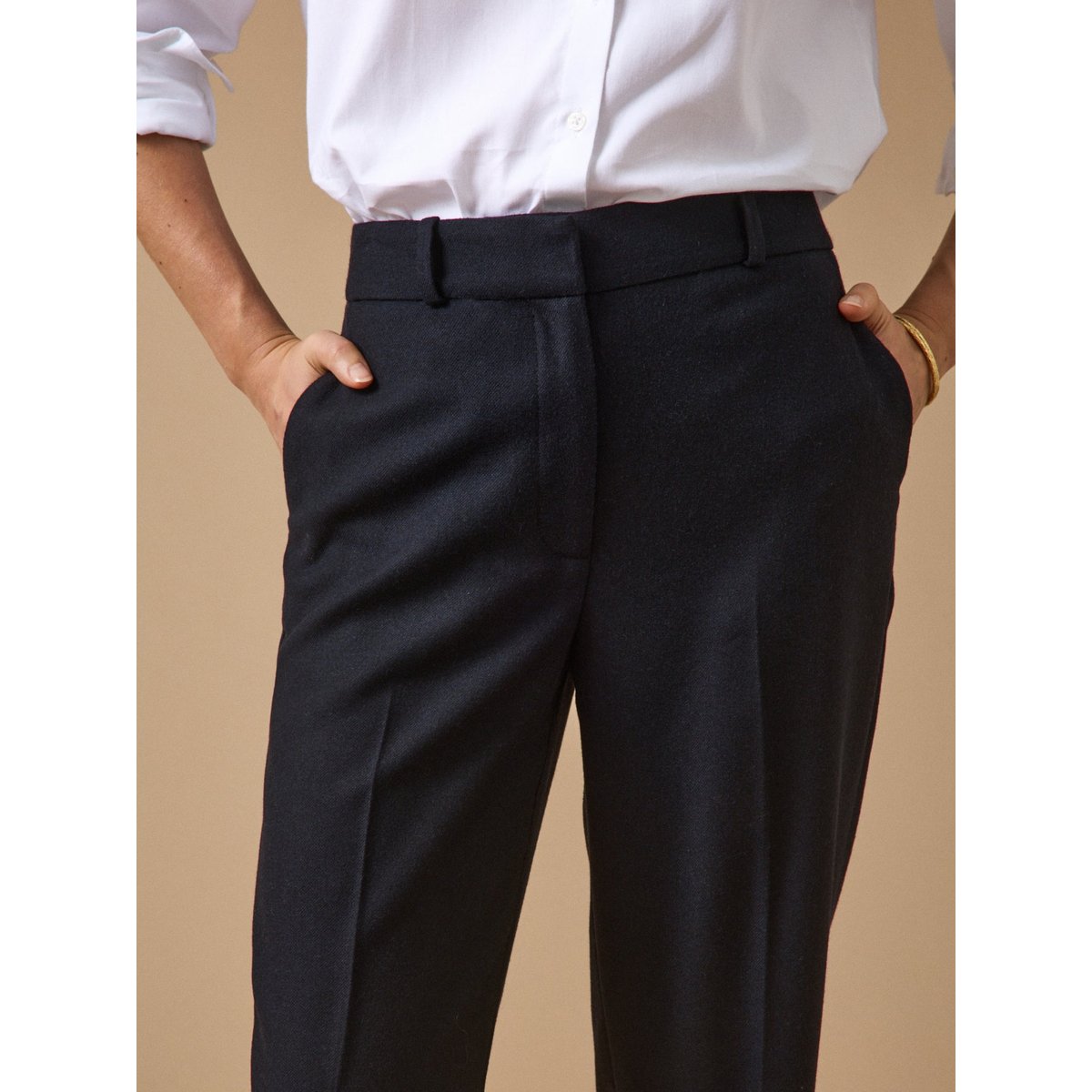 Pantalon droit flanelle Alma encre, CYRILLUS