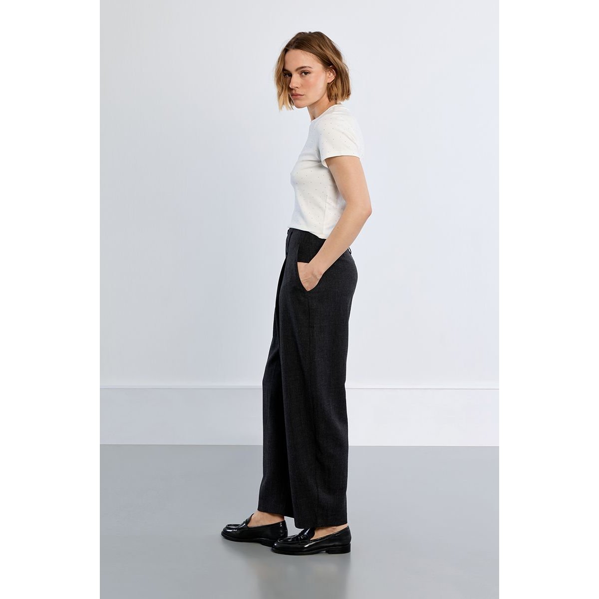 Pantalon barrel, à pinces noir, LILI SIDONIO