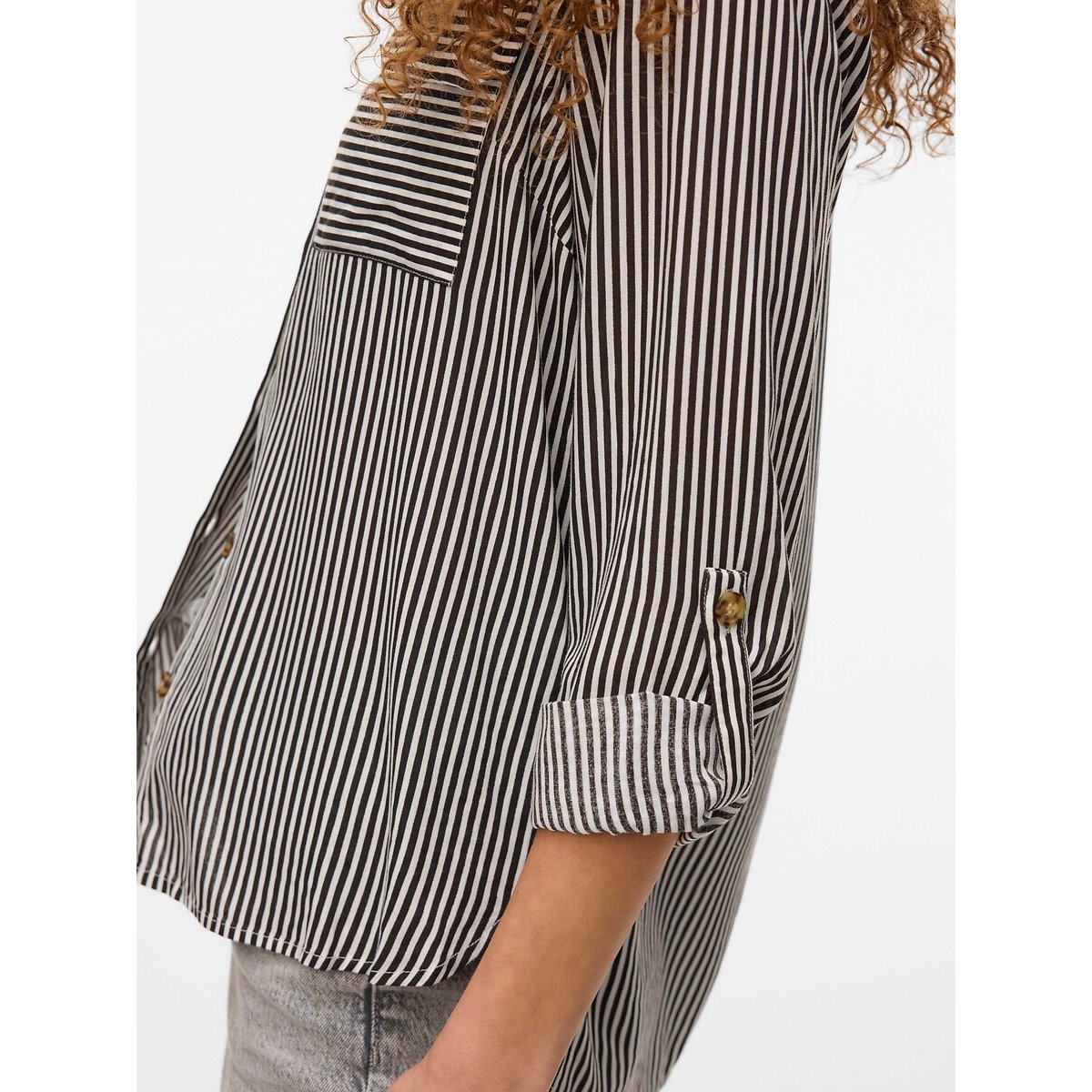 Chemisier rayé, manches longues chocolat, VERO MODA
