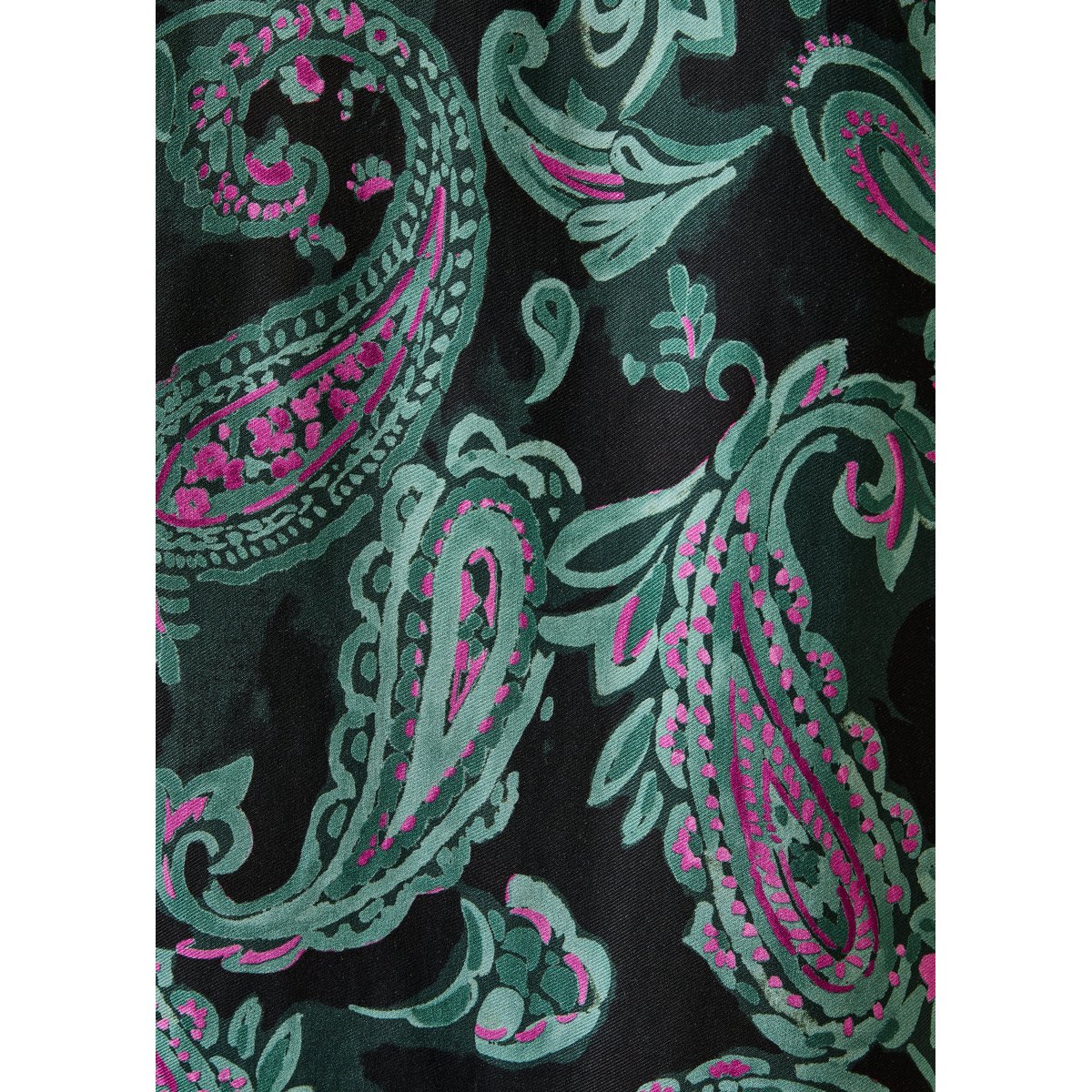 Chemise manches longues imprimée encolure tunisienne petrole, LA FEE MARABOUTEE