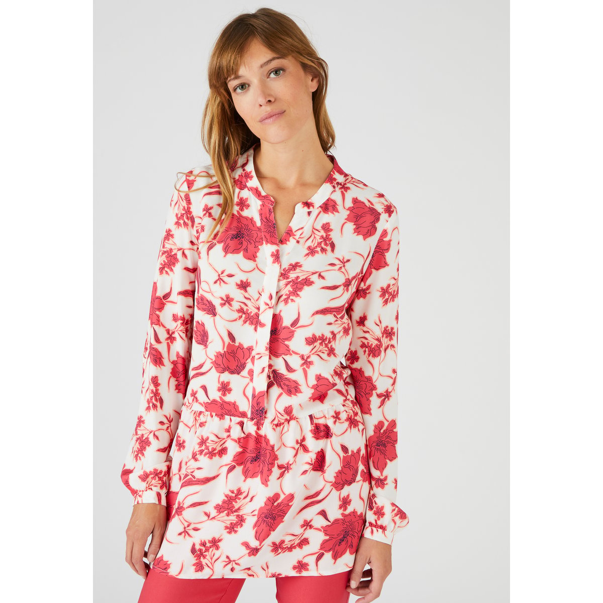 Tunique base volantée fleurie rose fleuri, DAMART