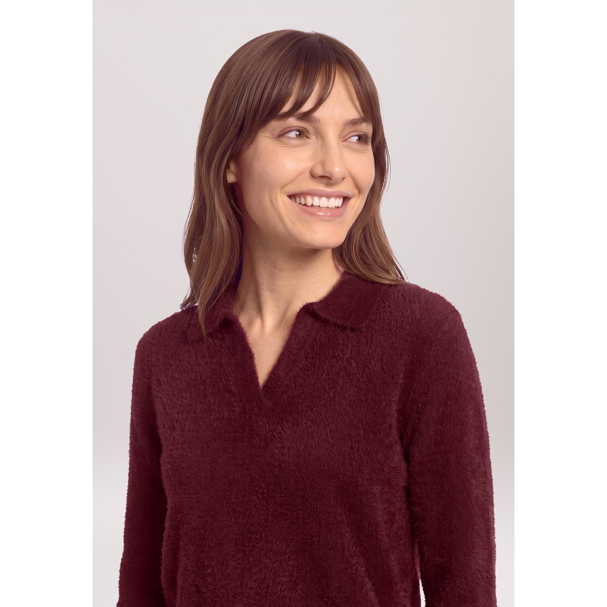 Pull-over en maille à col fall burgundy, BETTY & CO