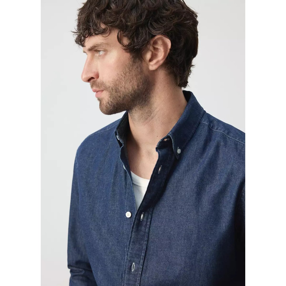 Chemise en jean regular-fit bleu moyen, MANGO MAN