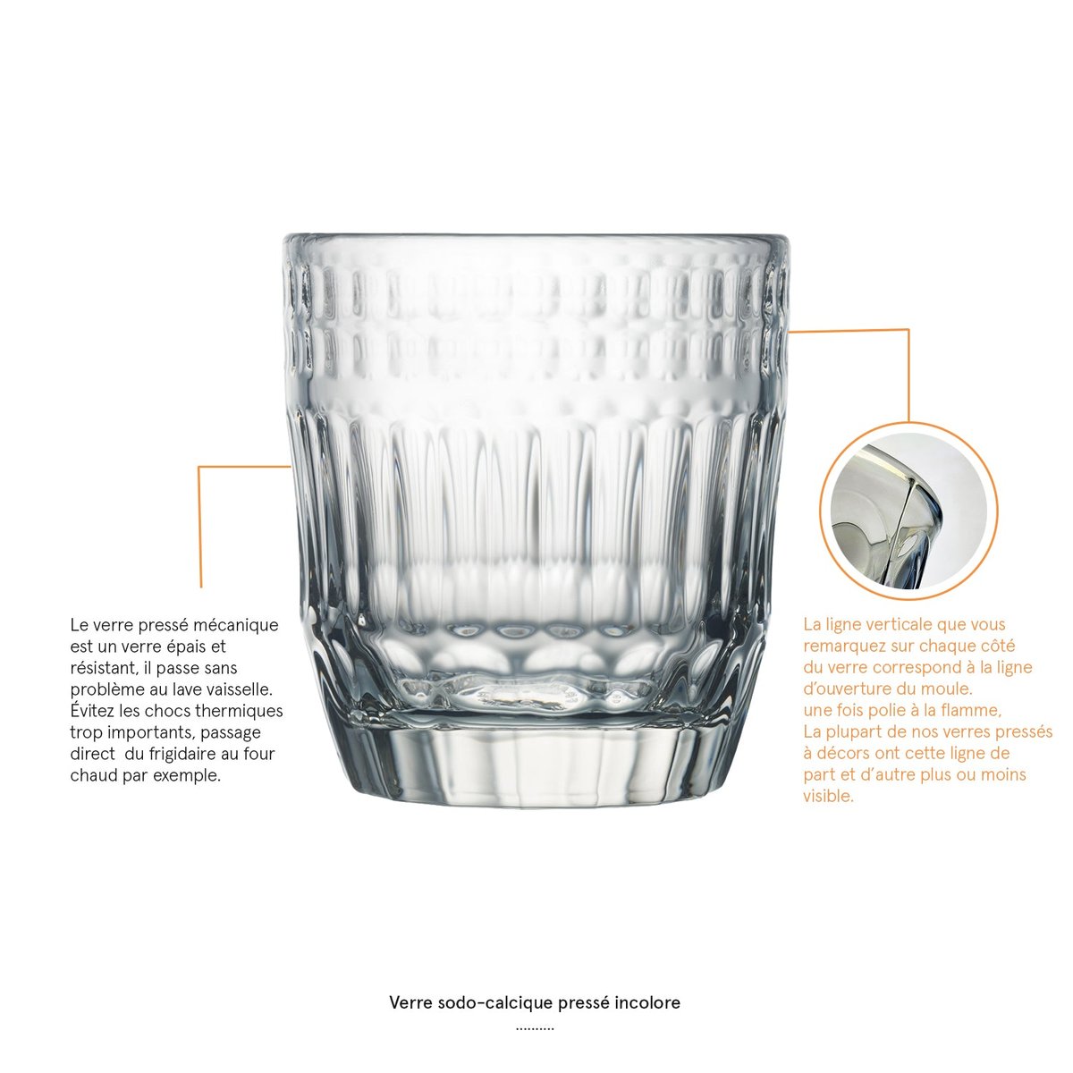 Lot de 6 verres à eau, CÔTES transparent, LA ROCHERE