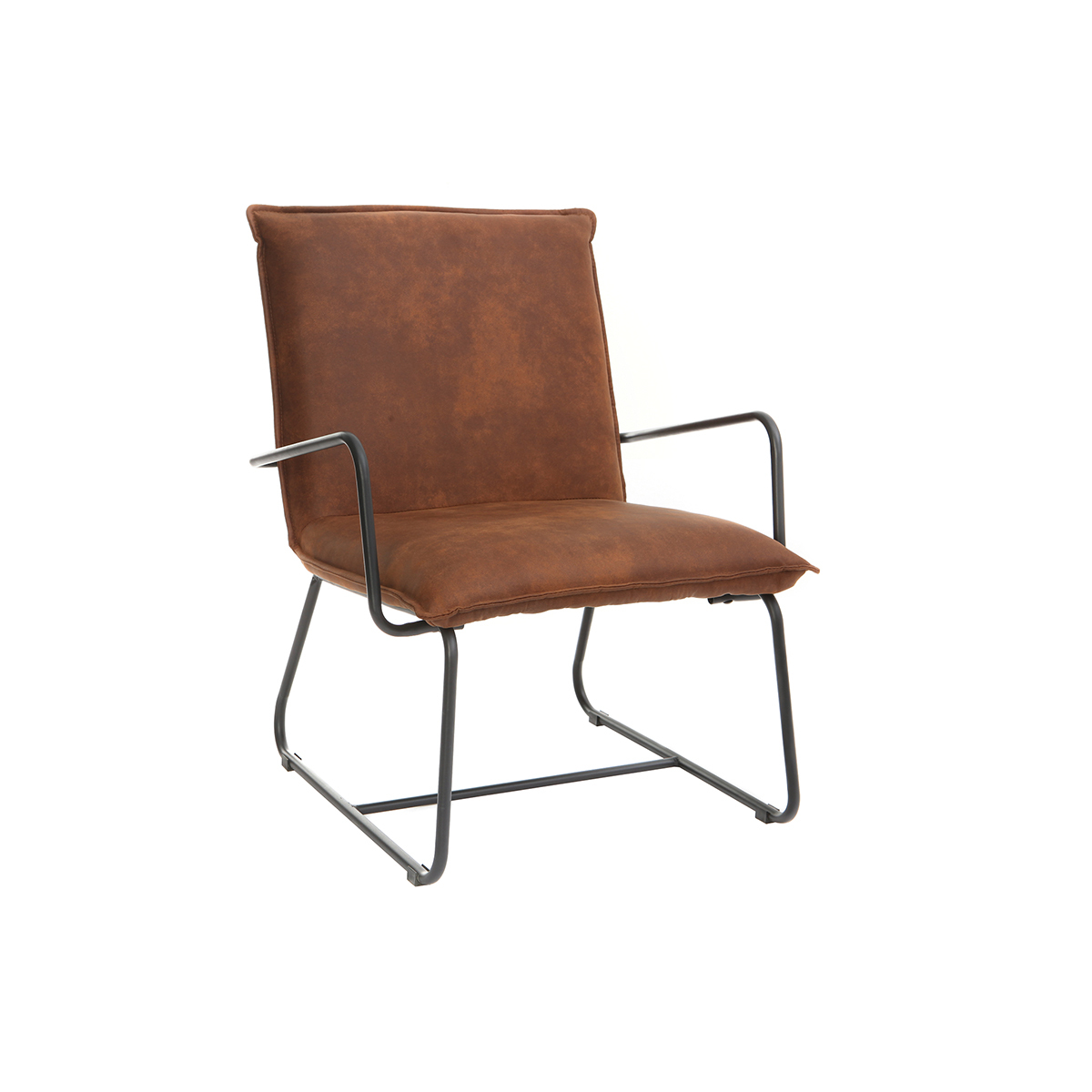 Fauteuil vintage marron et métal noir MERCY marron, MILIBOO