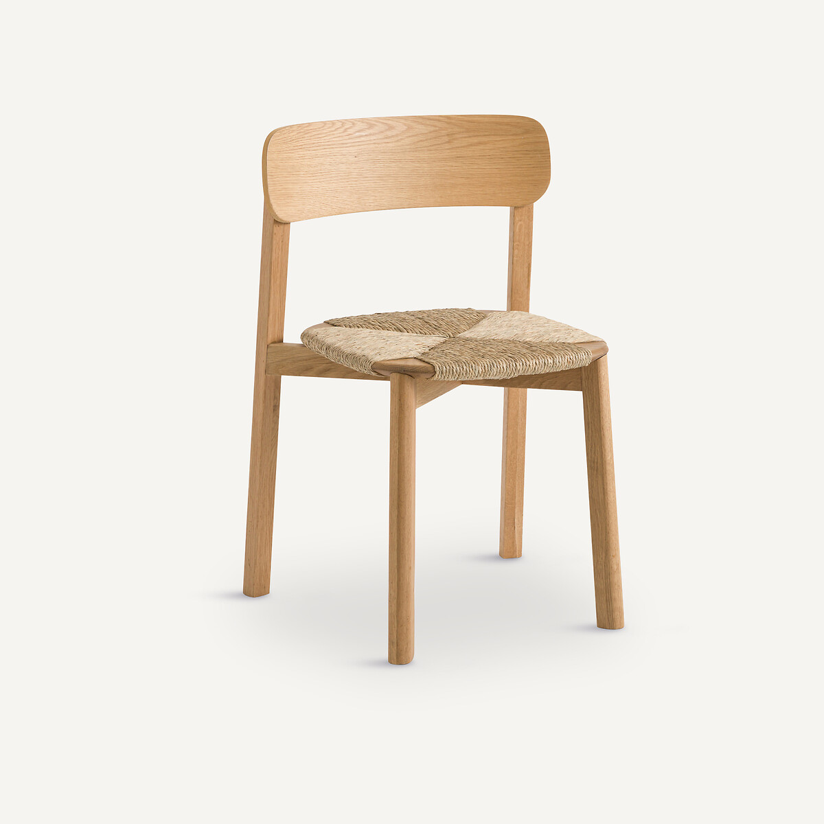 Stapelstoel, eiken, fineer en stro, Batignolles, ontwerp Emmanuel Gallina naturel eikenhout, AM.PM X EMMANUEL GALLINA
