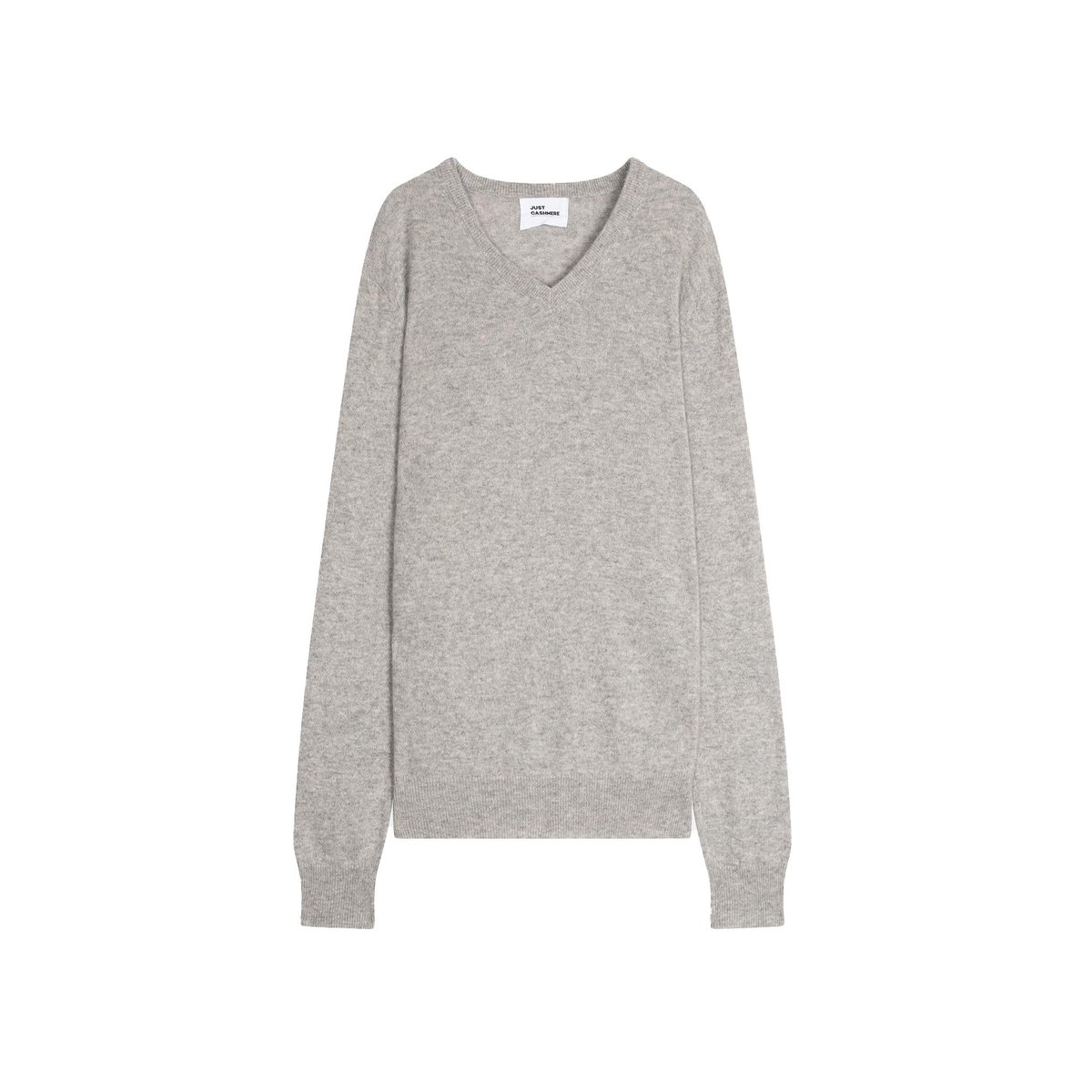 Pull Col V  Nuage Chiné Walt gris clair chiné, JUST CASHMERE