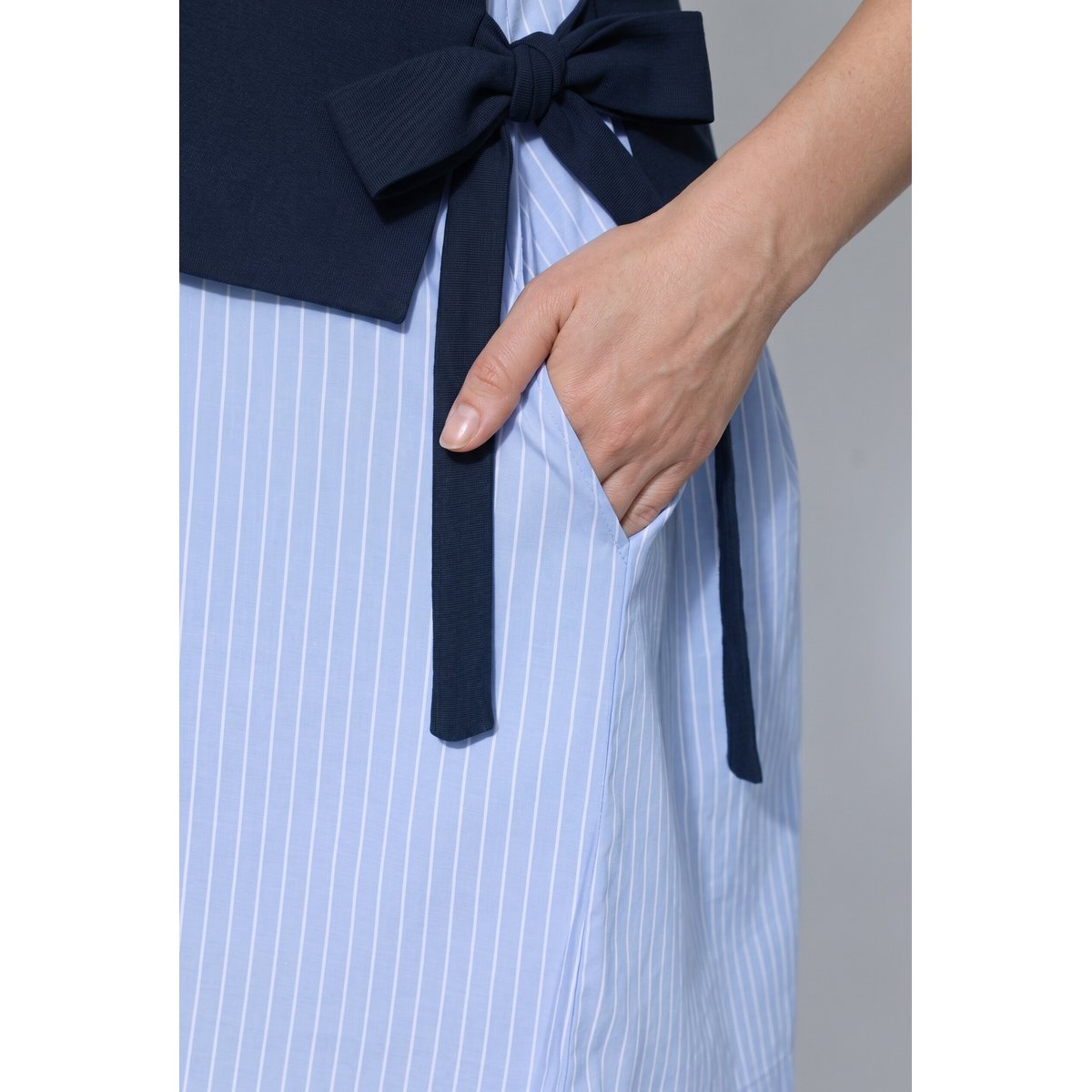 Robe en coton bio, jeu de matières marine, ULLA POPKEN