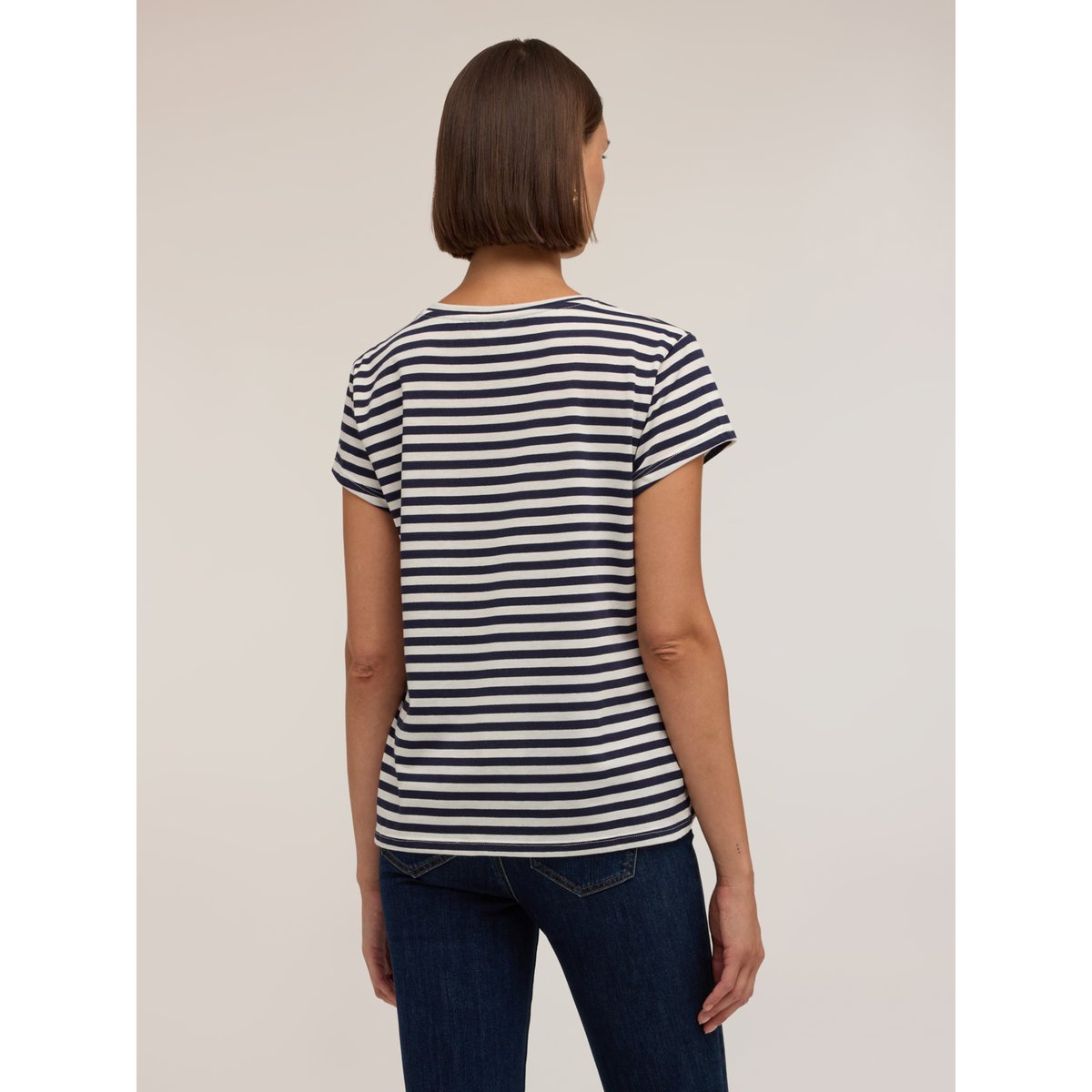 T-shirt à rayures avec patch bleu, MOTIVI