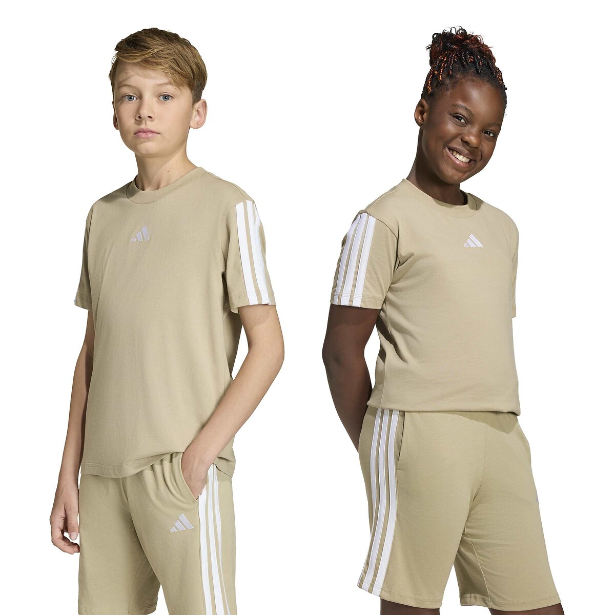 T-shirt a maniche corte a 3 bande ESSENTIALS beige, ADIDAS SPORTSWEAR