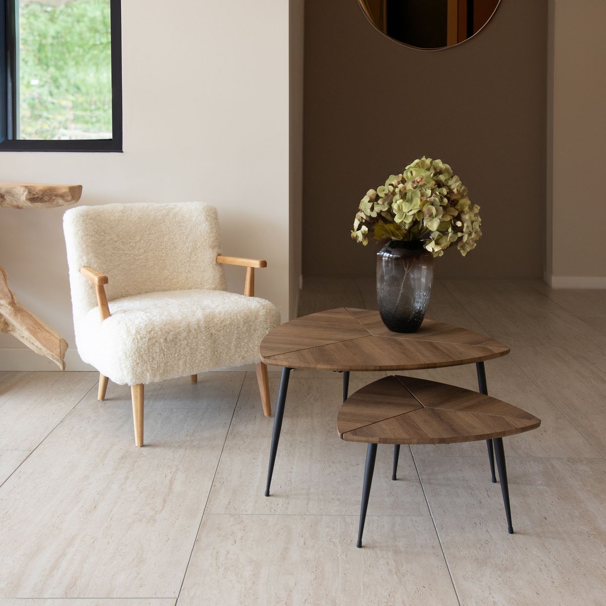 Set de 2 tables gigognes en fibre de bois naturel, NOW'S HOME