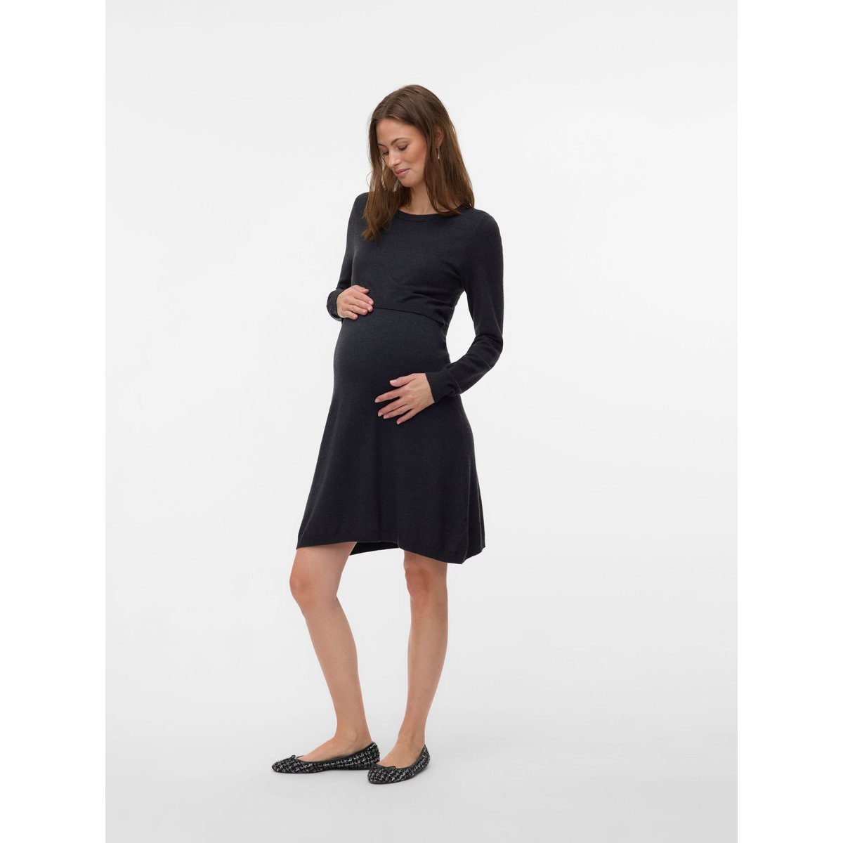 Robe En Maille dark grey melange, MAMA LICIOUS