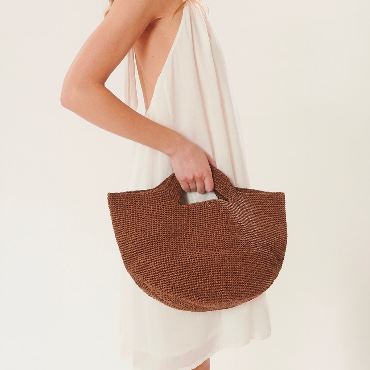 Sac demi-lune tressé FEDOR marron, BENOA