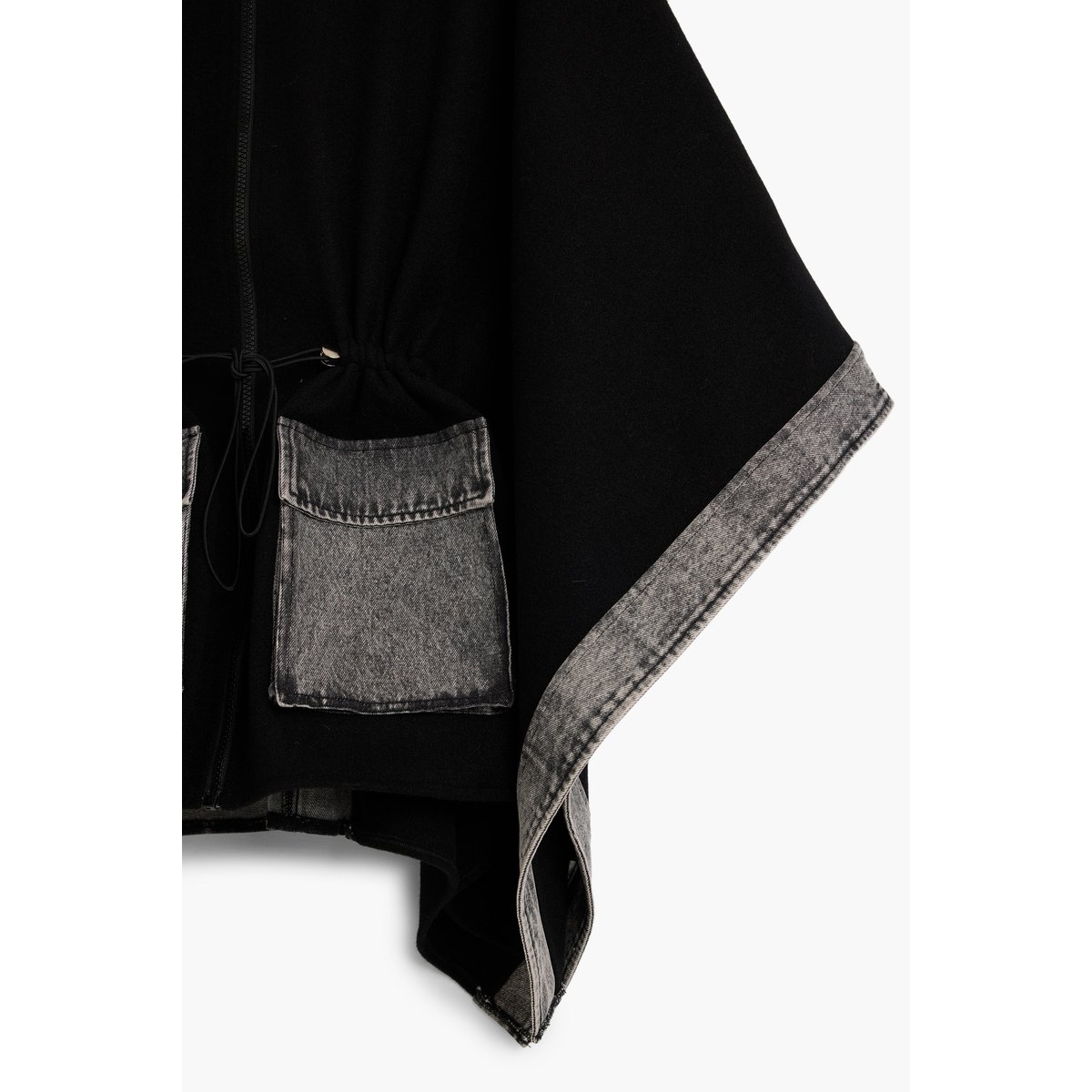 Poncho en denim contrasté noir, DESIGUAL
