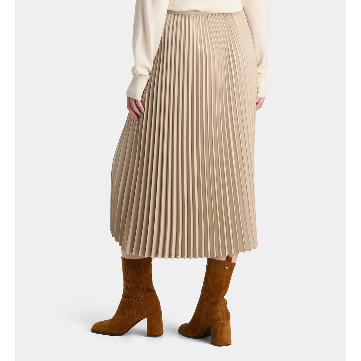 Jupe portefeuille rare plissée asymétrique beige clair, GALERIES LAFAYETTE