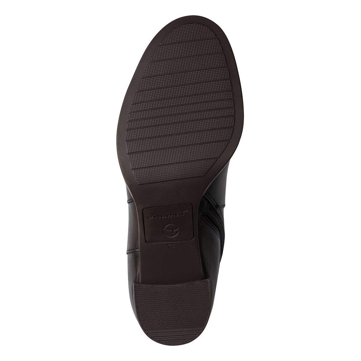 Stivaletti in pelle con tacco comodo marrone scuro, TAMARIS