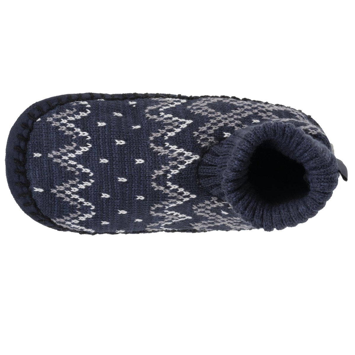 Chaussettes d'intérieur maille jacquard, picots antidérapants bleu, ISOTONER