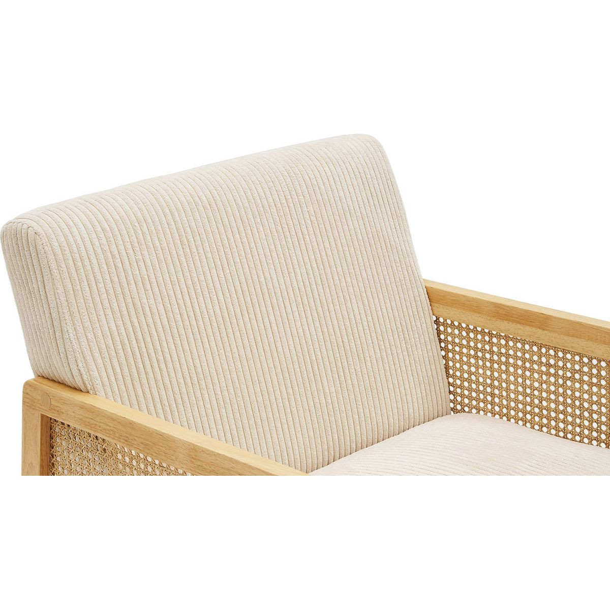 Fauteuil en cannage et velours côtelé - MANI beige, HOMIFAB
