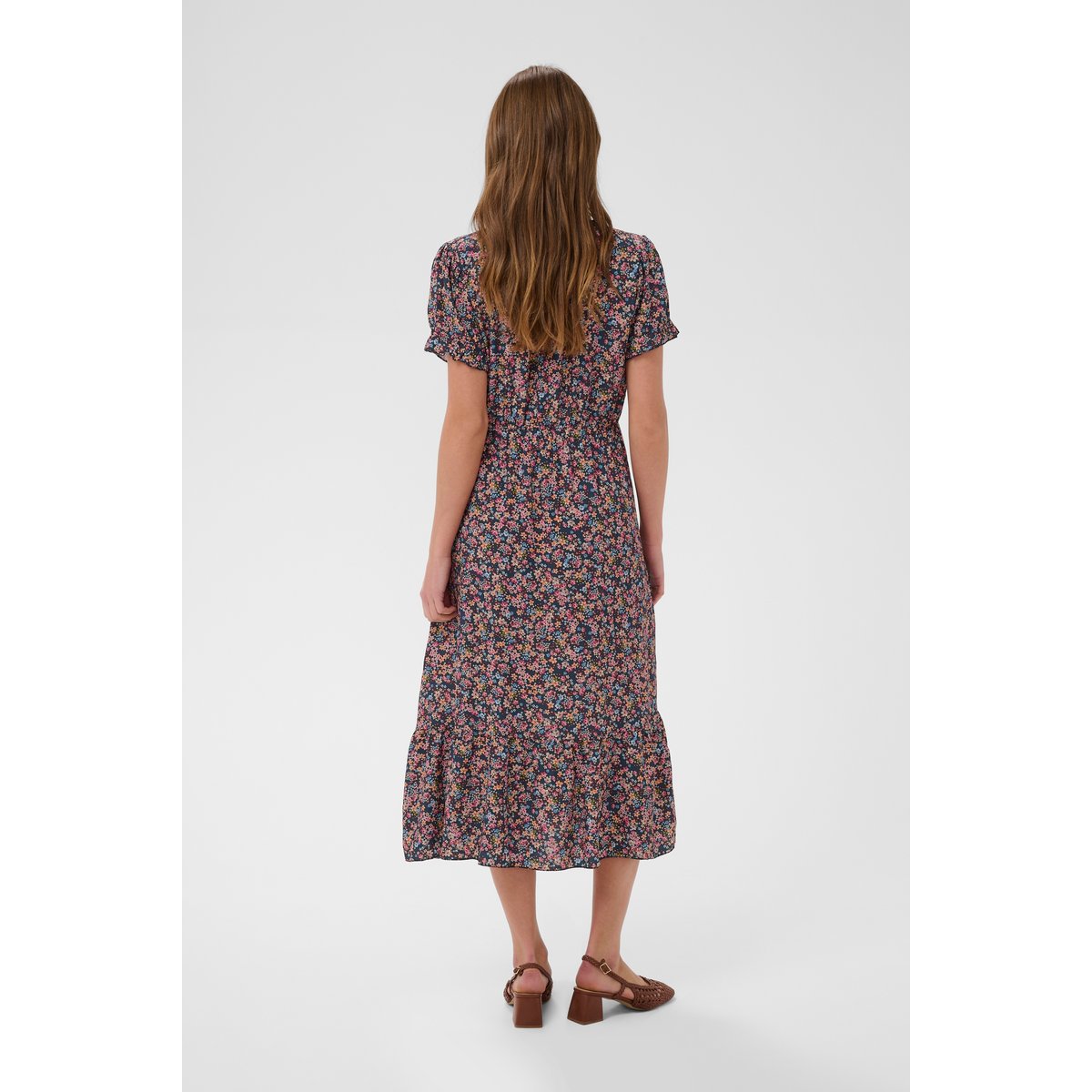 Robe bleu floral navy flower print, CREAM